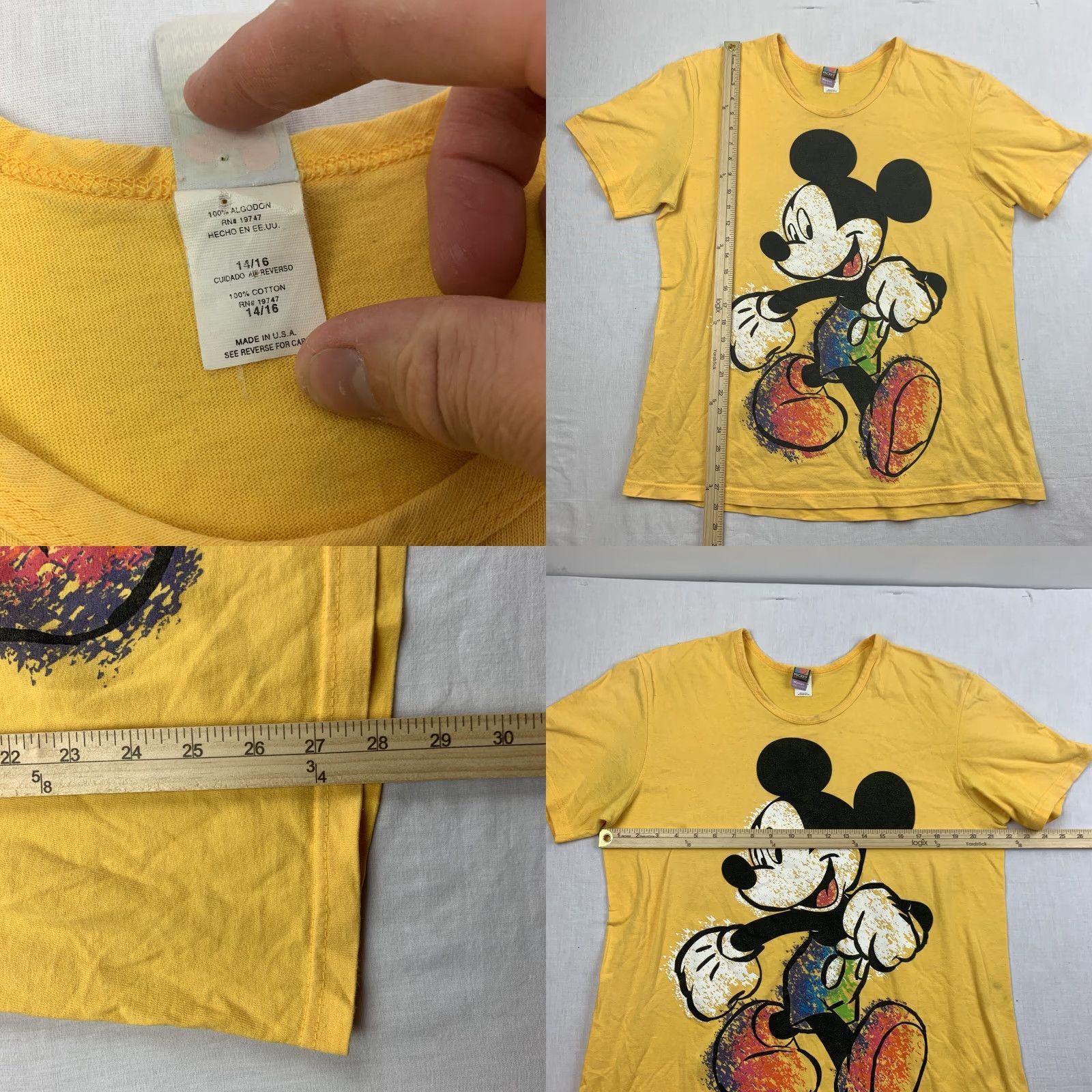 Disney VINTAGE Disney Mickey Mouse Shirt Womens Large Yellow 90s World Park T-Shirt Mens? Size L / US 10 / IT 46 - 8 Thumbnail
