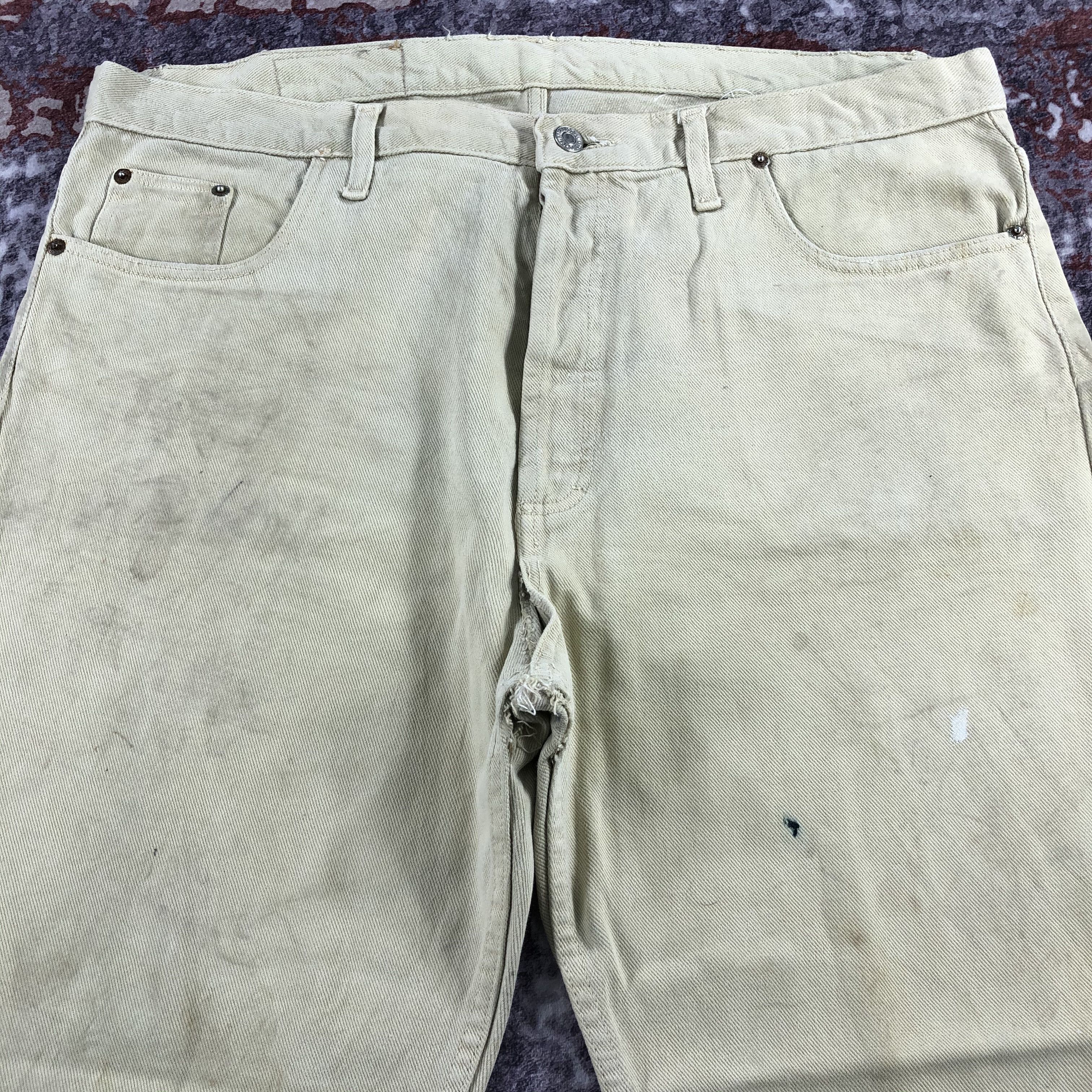 Levi's 90s Vintage Cream Levis 501 Jeans-JM2504 Size US 40 / EU 56 - 3 Thumbnail