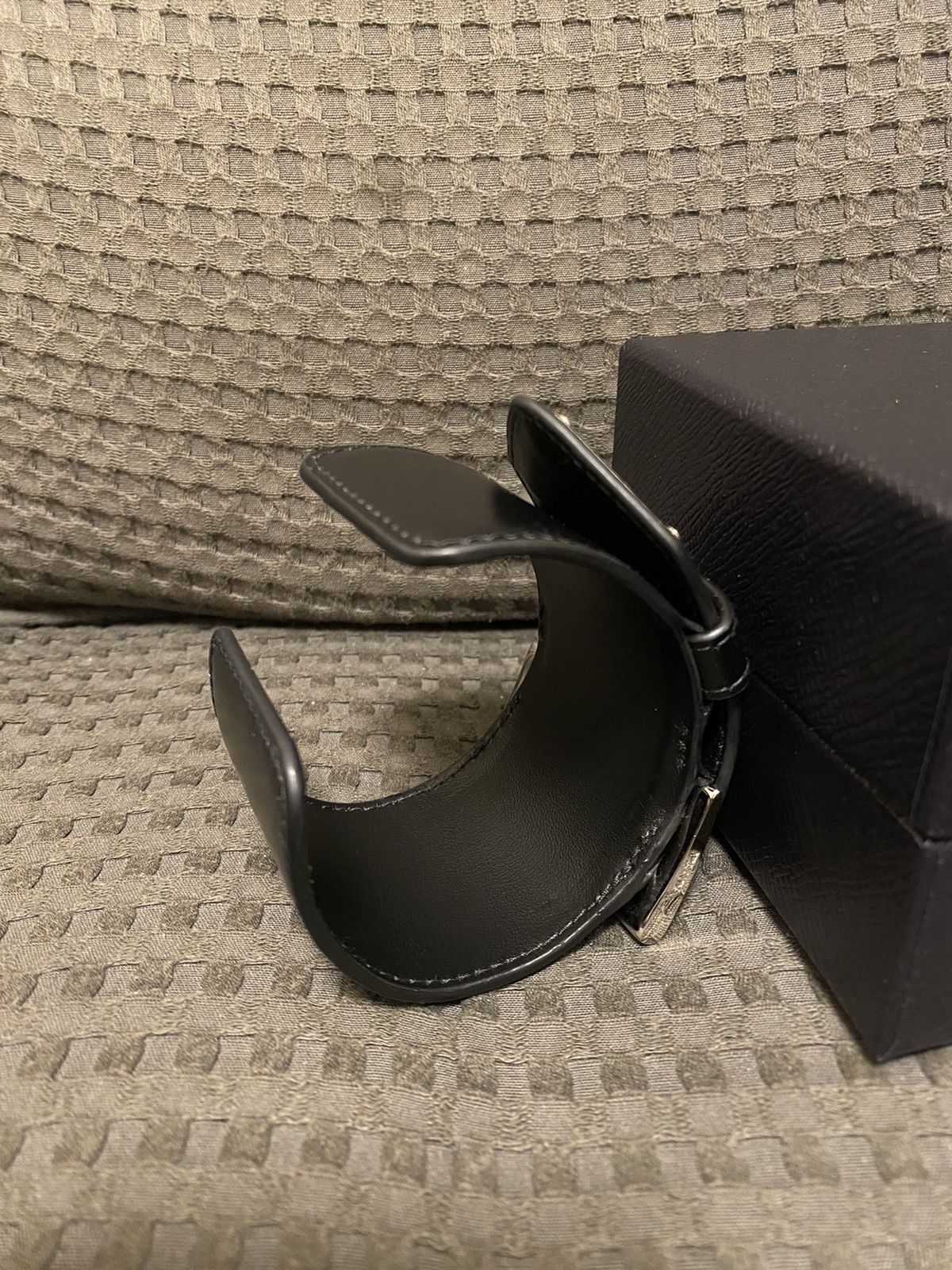 Prada × Raf Simons 🔺Prada 🔺black leather bangle Size ONE SIZE - 4 Thumbnail
