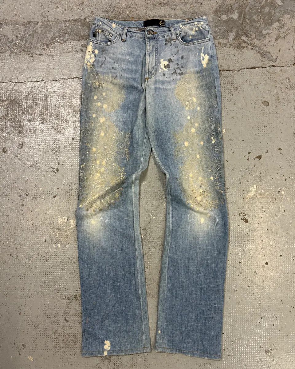Roberto Cavalli AW2007 Cavalli Light Jeans Denim Distressed Gold Embroidered Jeans Size 26" / US 2 / IT 38 - 1 Thumbnail