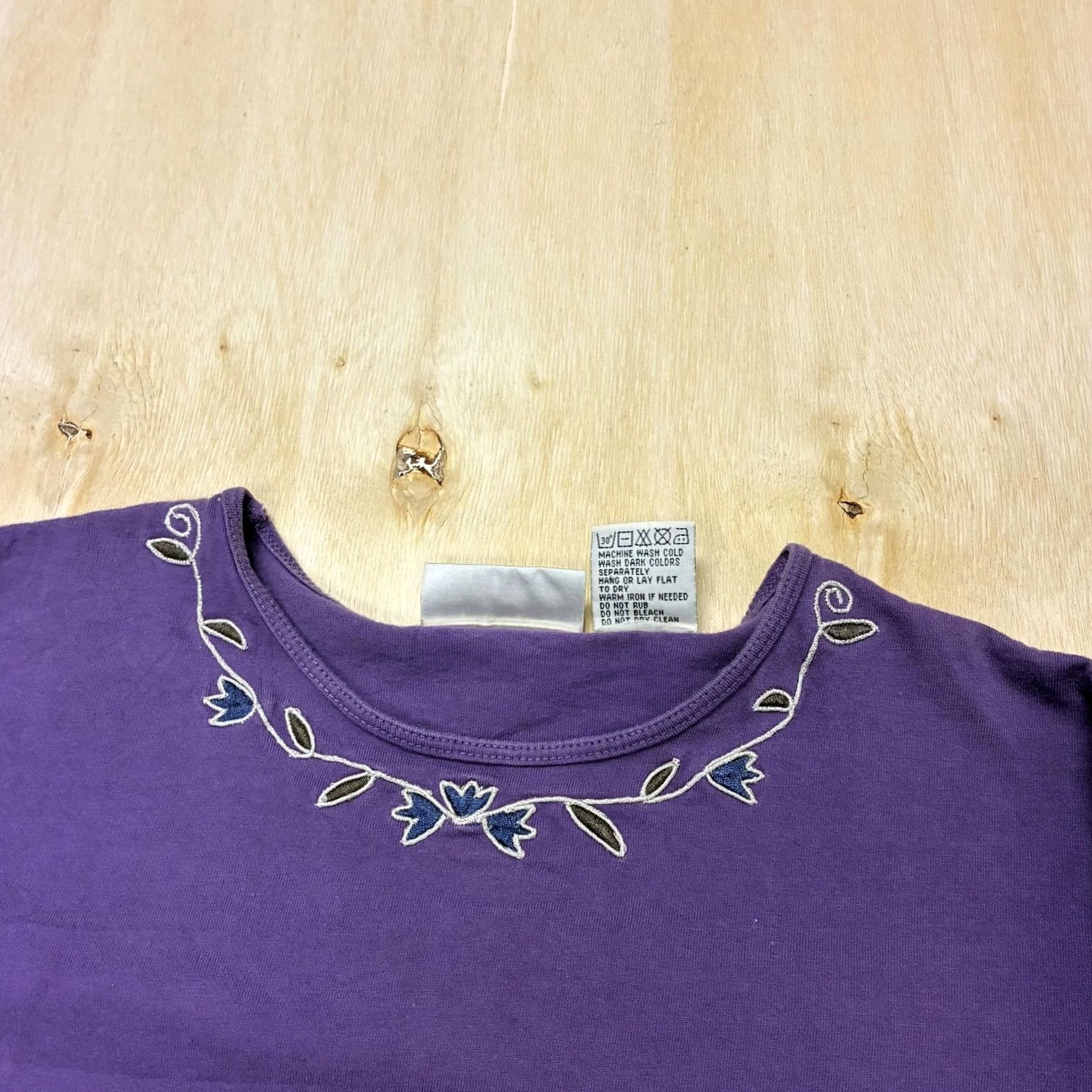 Vintage Sigrid Olsen Sport Shirt Womens Small Purple Floral Embroidered Long Sleeve Top Size S / US 4 / IT 40 - 2 Thumbnail