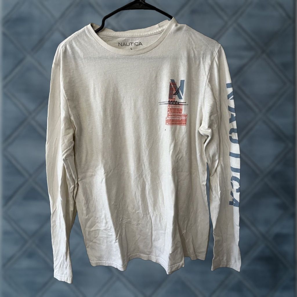 Nautica VINTAGE Nautica Sailing Logo T-Shirt Long Sleeve Crew Neck White Men Small Size US S / EU 44-46 / 1 - 1 Thumbnail