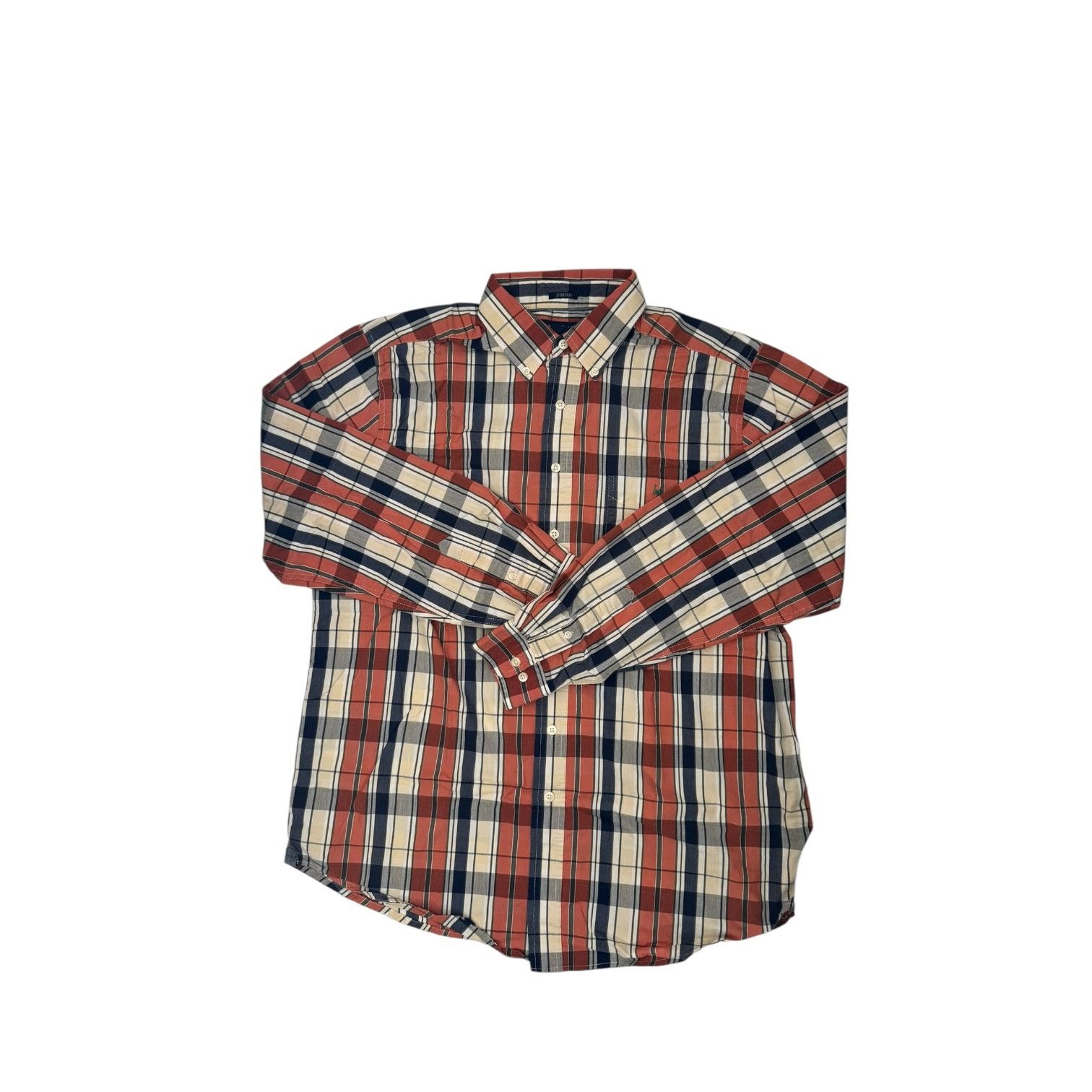 U.S. Polo Assn. US Polo Assn Orange White Blue Stretch Plaid Dress Shirt LG Size US L / EU 52-54 / 3 - 1 Thumbnail