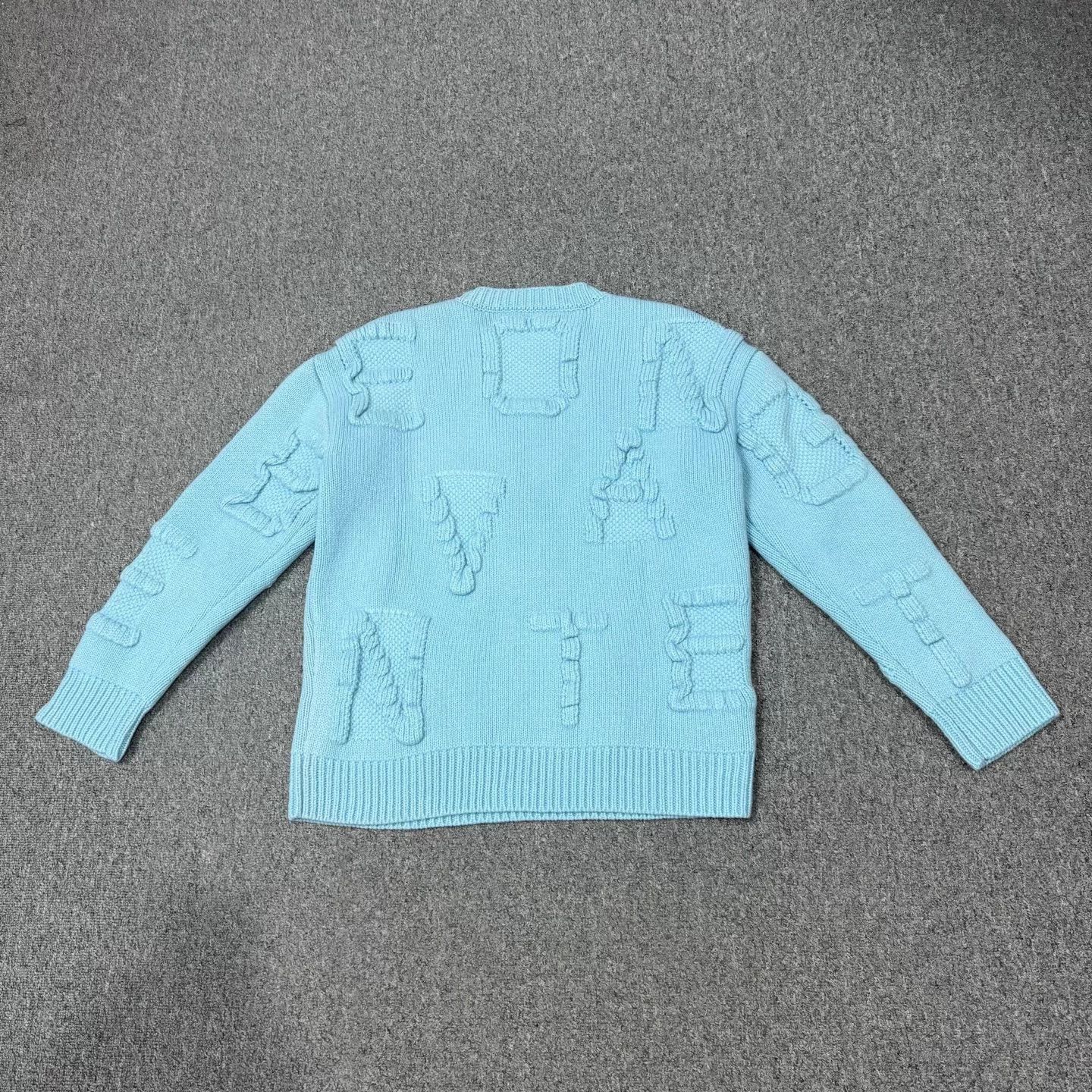 Bottega Veneta BV light blue heavily embossed letter knit sweater XS Size XS / US 0-2 / IT 36-38 - 2 Thumbnail