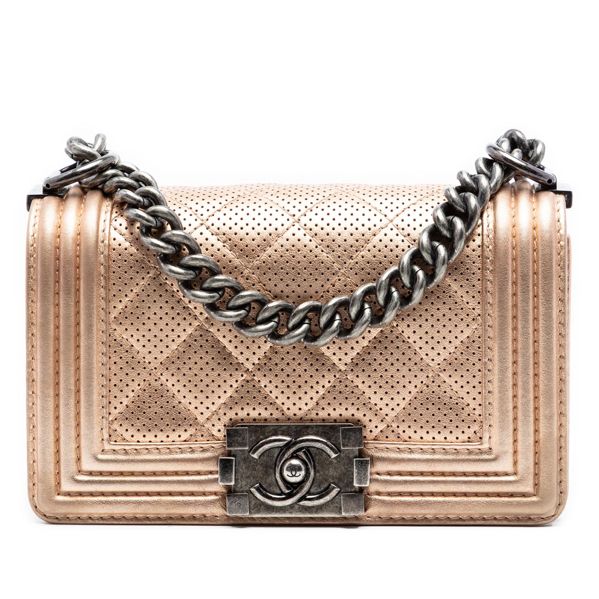 Chanel Small Quilted Perforated Metallic Lambskin Boy Flap Size ONE SIZE - 1 Thumbnail