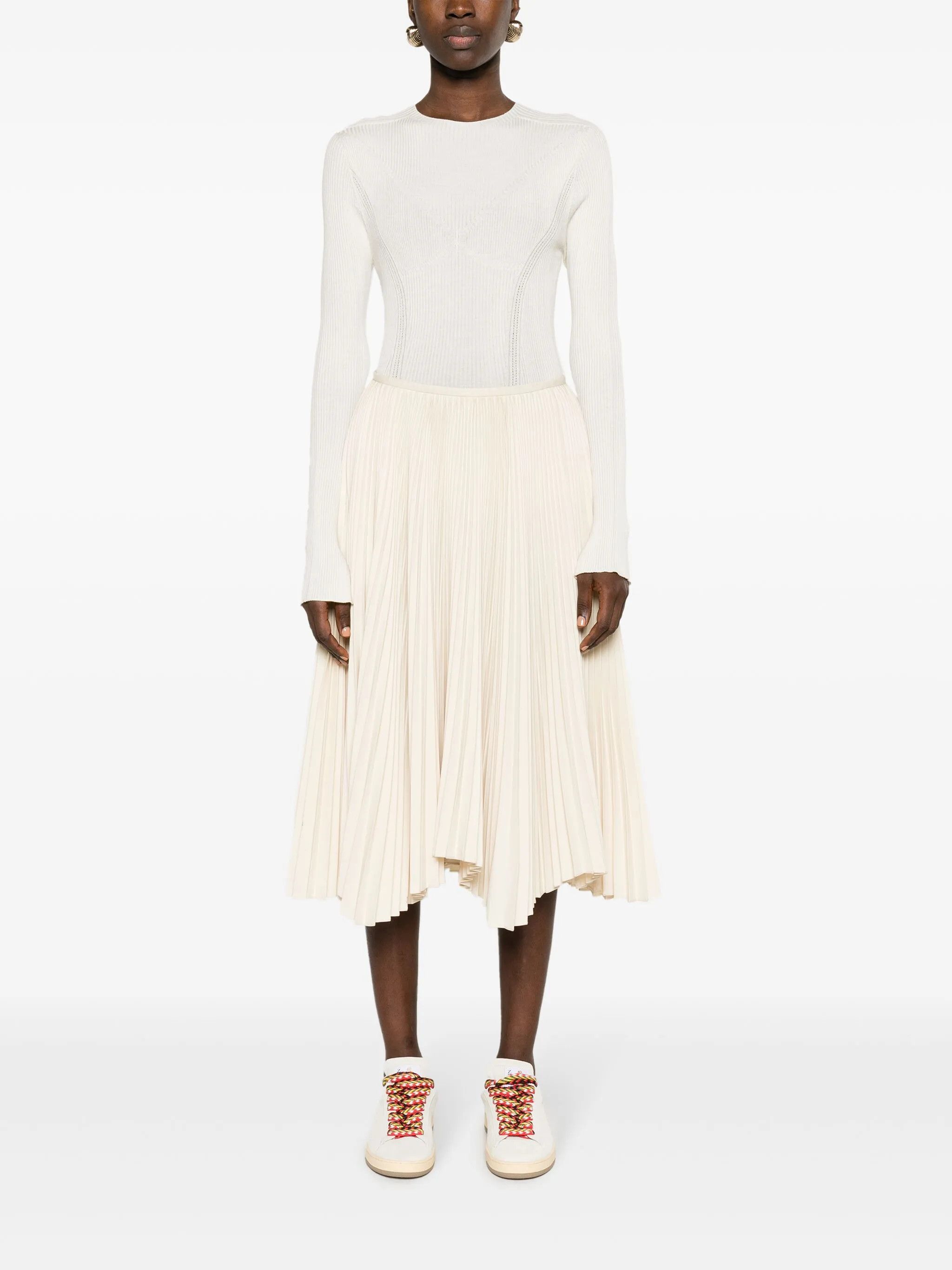 Lanvin o1y0326 Crewneck Sweater in White Size L / US 10 / IT 46 - 2 Thumbnail