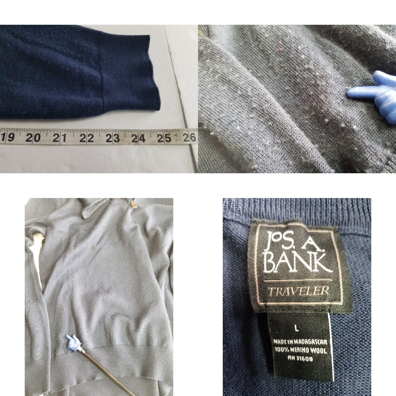 Jos. A. Bank Jos A Bank Sweater Mens Large Blue Merino Wool 1/4 Zip Pullover Traveler See Pic Size US L / EU 52-54 / 3 - 8 Thumbnail