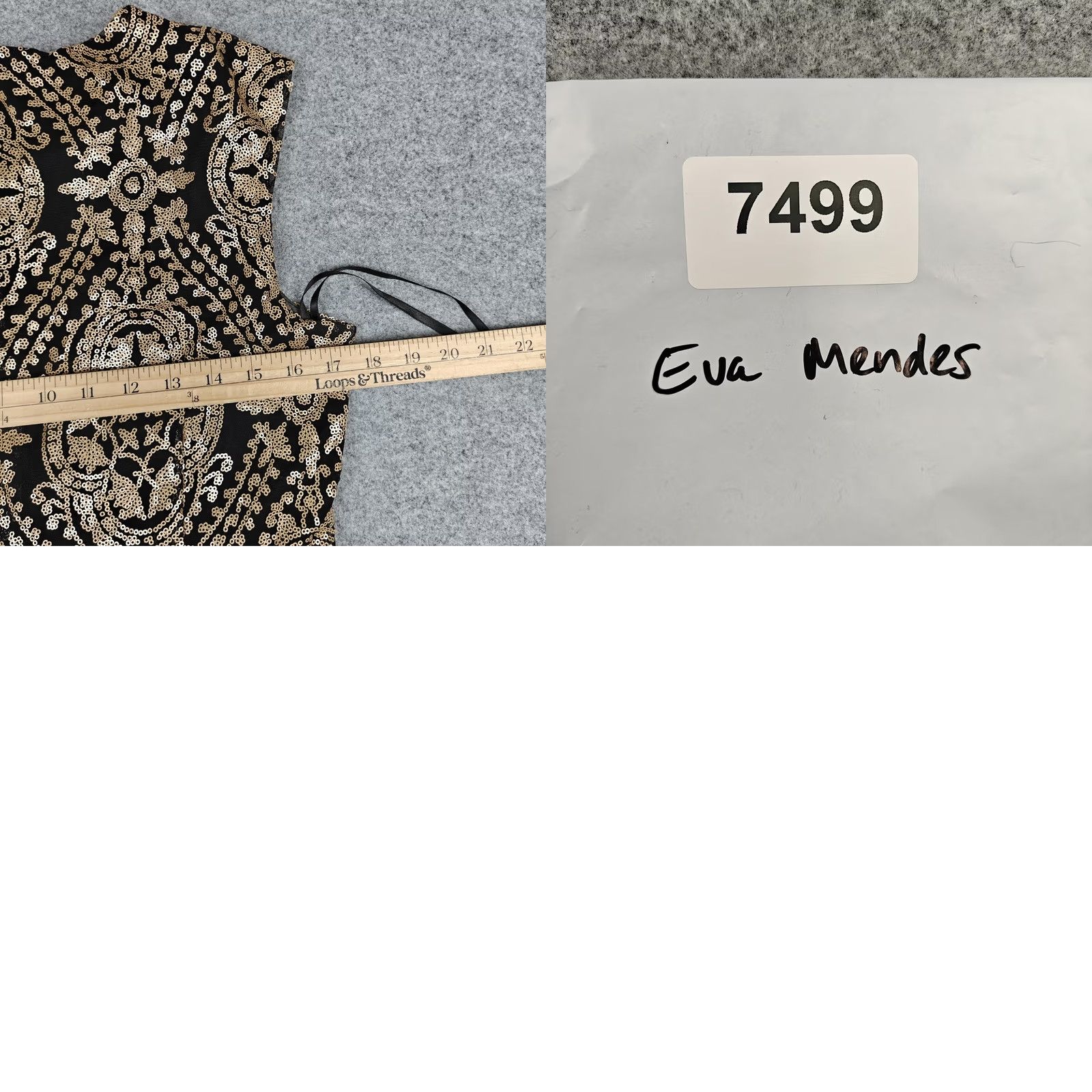 Vintage Eva Mendes Dress Womens 10 Gold Sequin Fit & Flare Short Party Cocktail Formal Dress Size 32" / US 10 / IT 46 - 8 Thumbnail