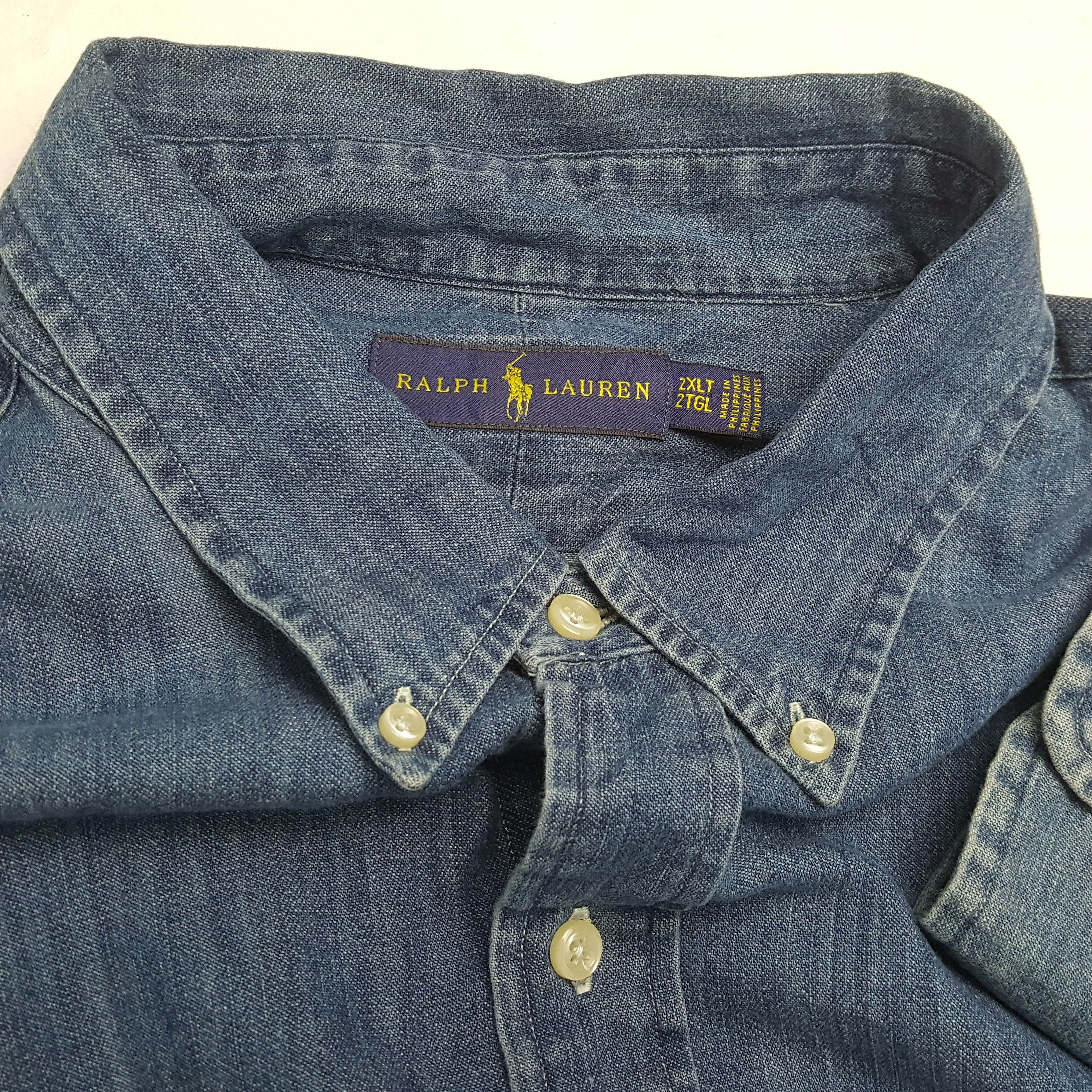 Polo Ralph Lauren × Ralph Lauren × Vintage Vintage POLO by RALPH LAUREN Fashion Brand Denim Shirts Size US XXL / EU 58 / 5 - 9 Thumbnail