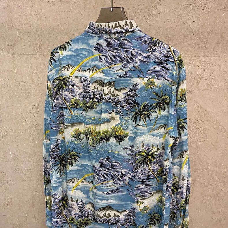 Saint Laurent Paris Saint Laurent ParisBlue Waves Coconut Tree Long Sleeve Shi Size XS / US 0-2 / IT 36-38 - 4 Thumbnail