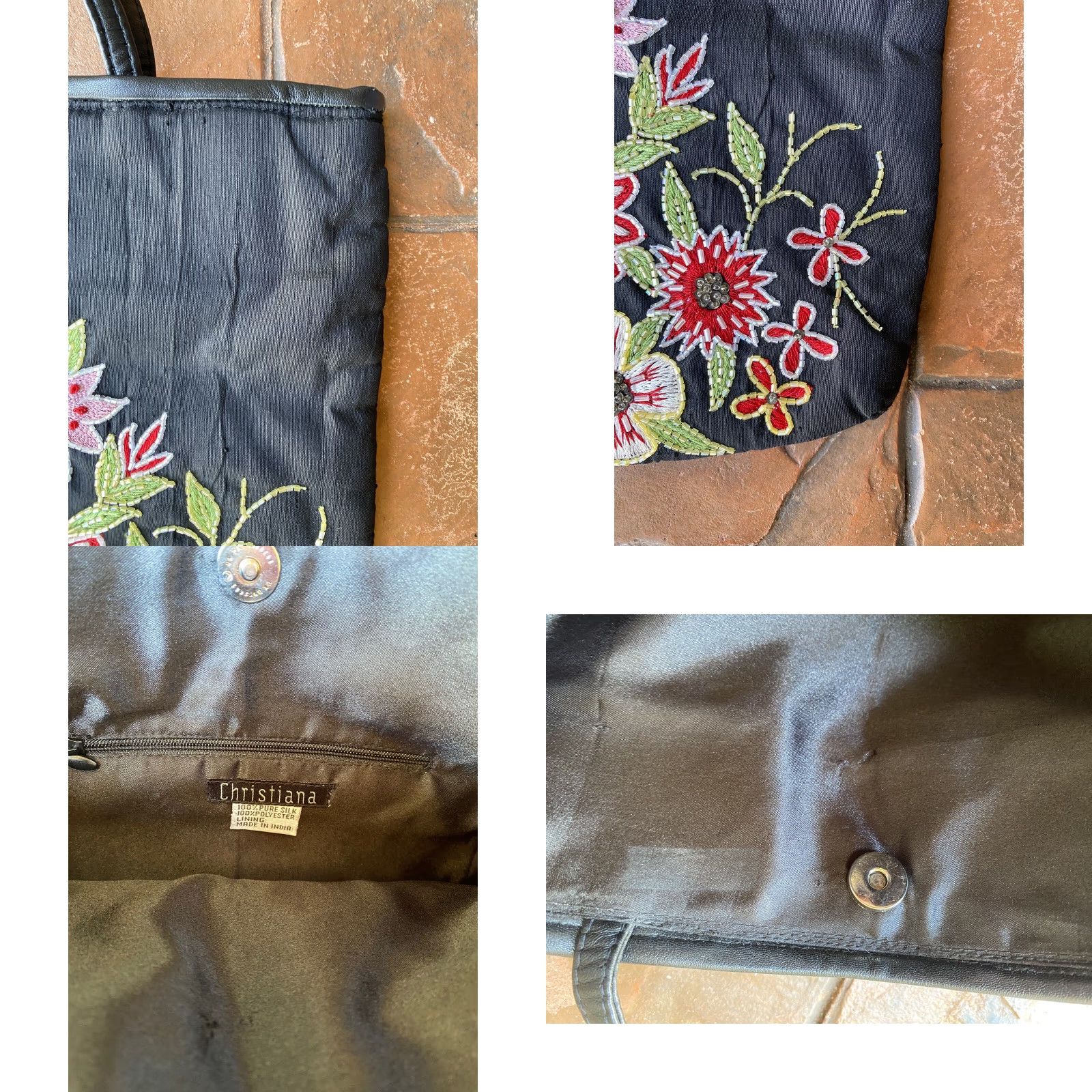 Vintage VINTAGE Christina Floral Beaded And Sequined Hand Tote Bag Size ONE SIZE - 8 Thumbnail