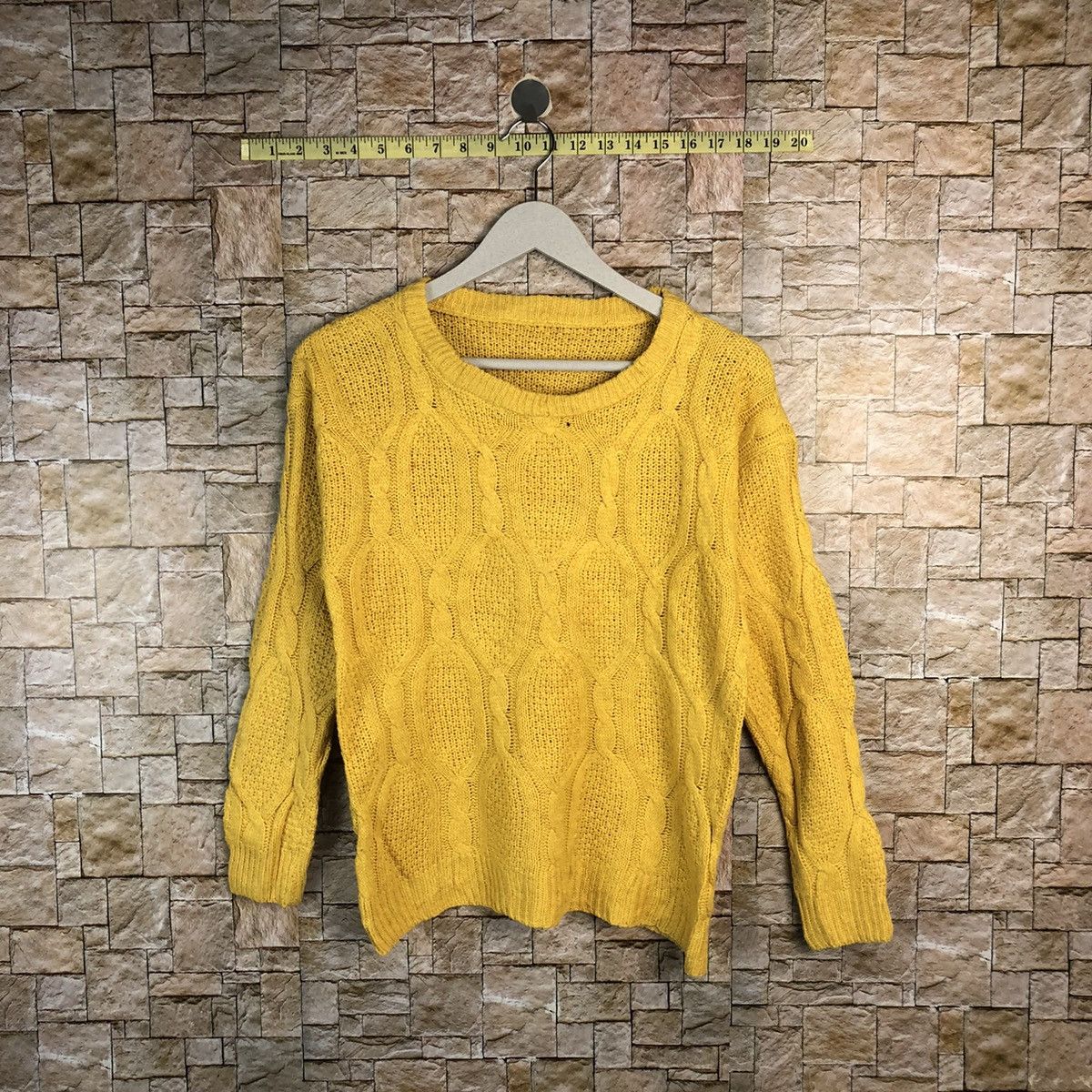Homespun Knitwear × Japanese Brand × Vintage Japanese Brand Yellow cable Knitwear #A929 Size S / US 4 / IT 40 - 1 Thumbnail