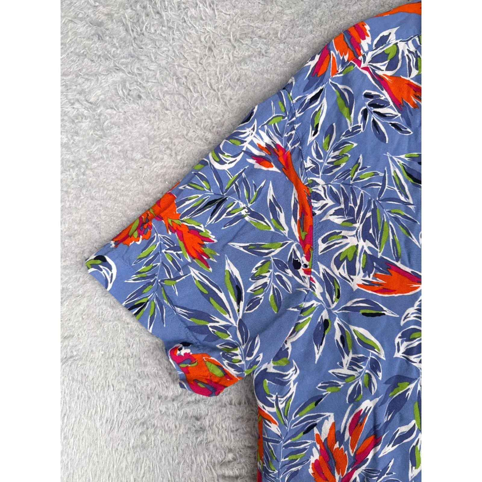 George George Shirt Adult Large Blue Floral Parrot Button Up Hawaiian 100% Rayon Mens Size US L / EU 52-54 / 3 - 3 Thumbnail