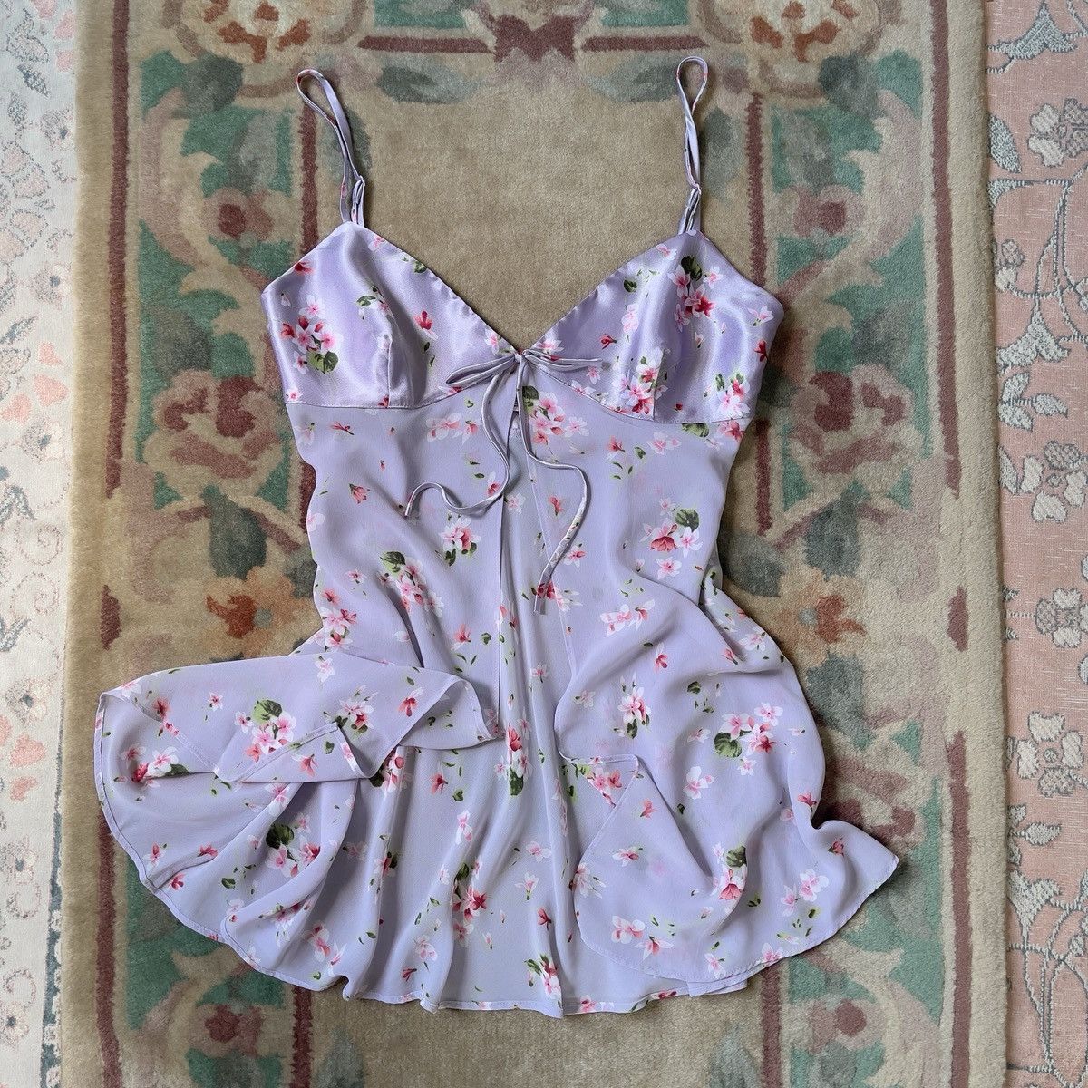 Victoria's Secret Victoria’s Secret 1990s Lilac Floral Chiffon Camisole (M) Size M / US 6-8 / IT 42-44 - 2 Thumbnail