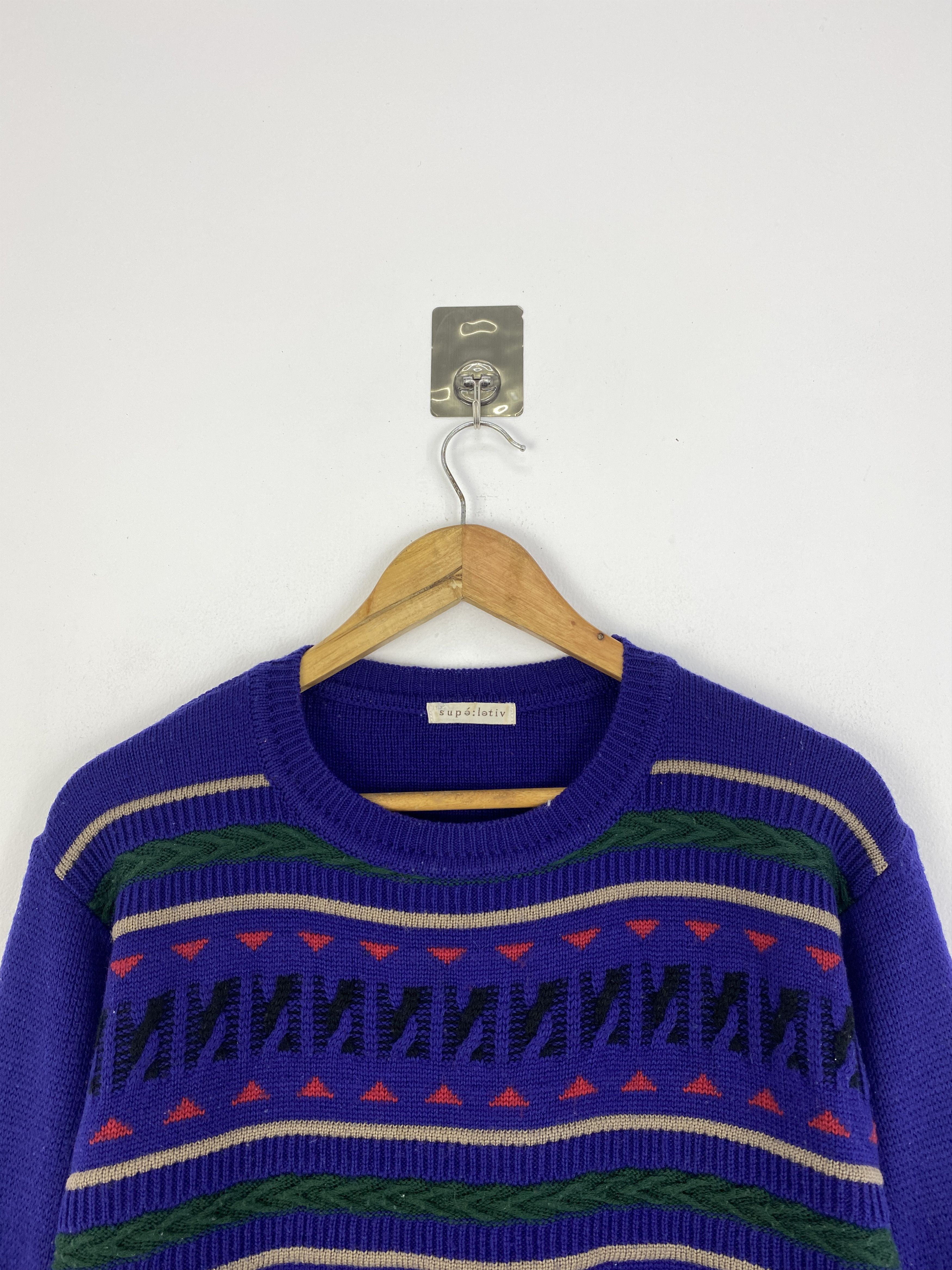 Japanese Brand × Native × Vintage Vintage Japanese Brand Striped Knit Sweatshirt SH0012 Size US M / EU 48-50 / 2 - 2 Thumbnail