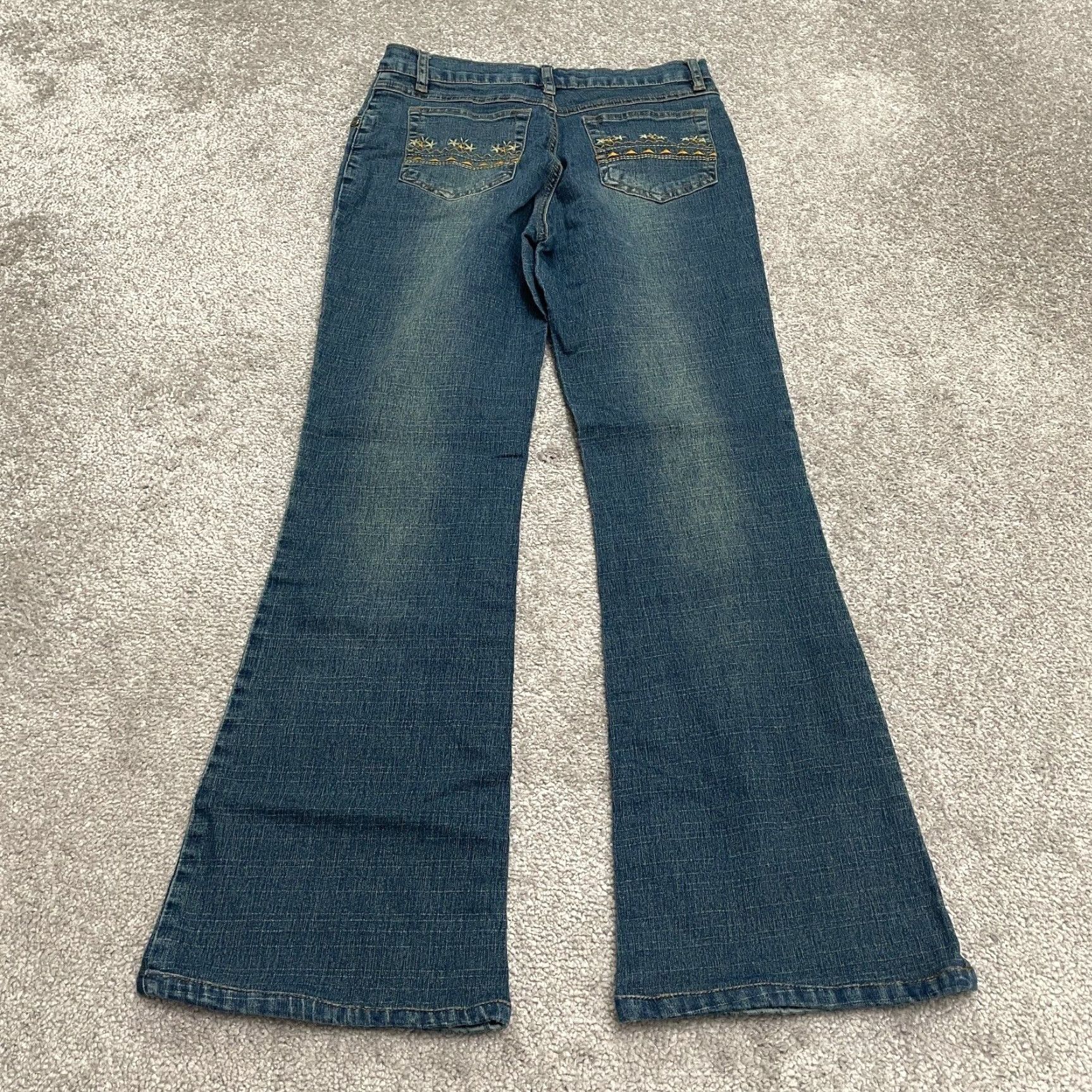 Denime GES Jeans Bootcut Denim Womens 27 Blue Mid Rise Embroidered Pockets 26x27 Casual Regular Size 5-Pocket Design USA Classic Size 27" / US 4 / IT 40 - 2 Thumbnail
