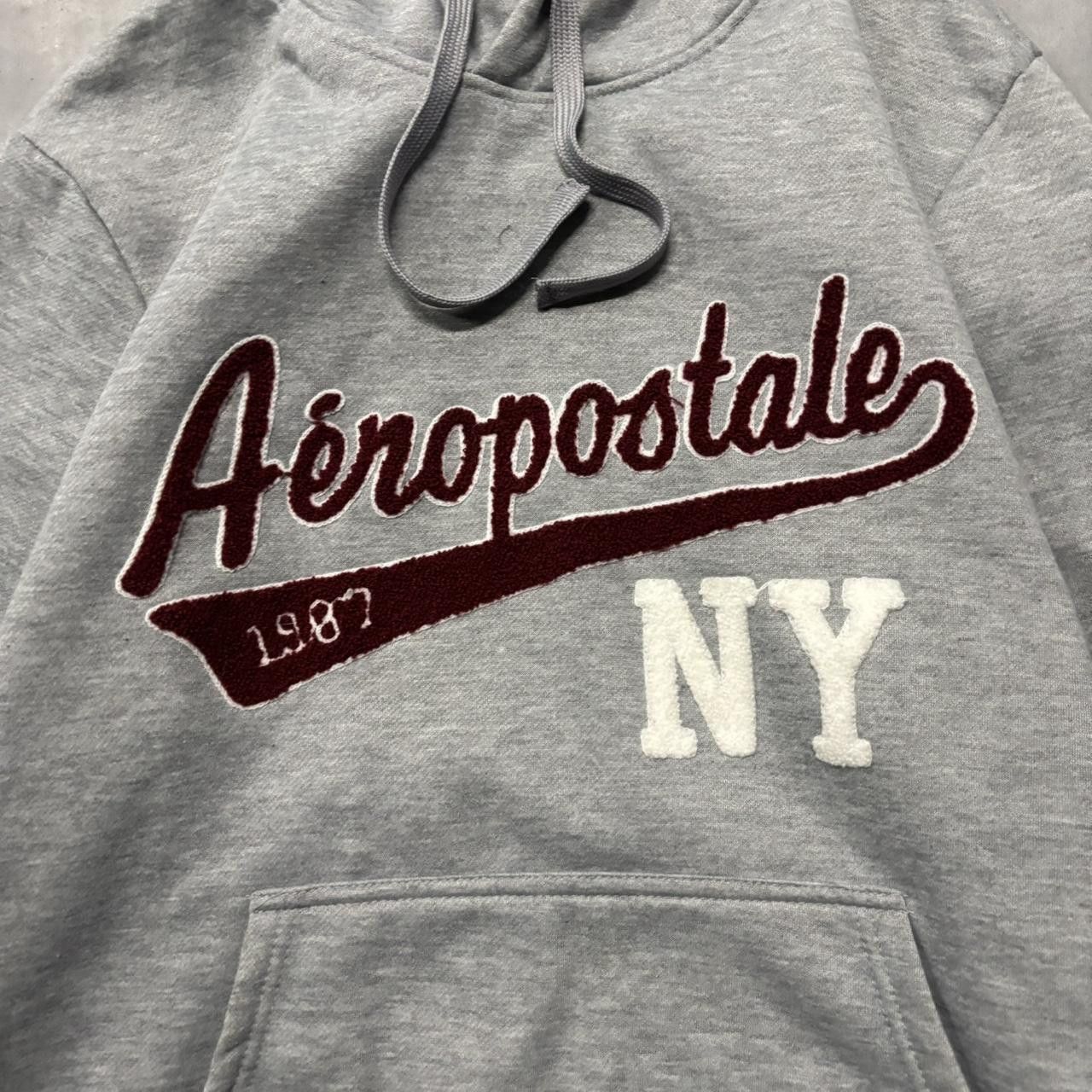 Aeropostale × Vintage Crazy Vintage Y2K/2000s Grey Aeropostale NY Spellout Skater Hoodie! Size US XL / EU 56 / 4 - 5 Thumbnail