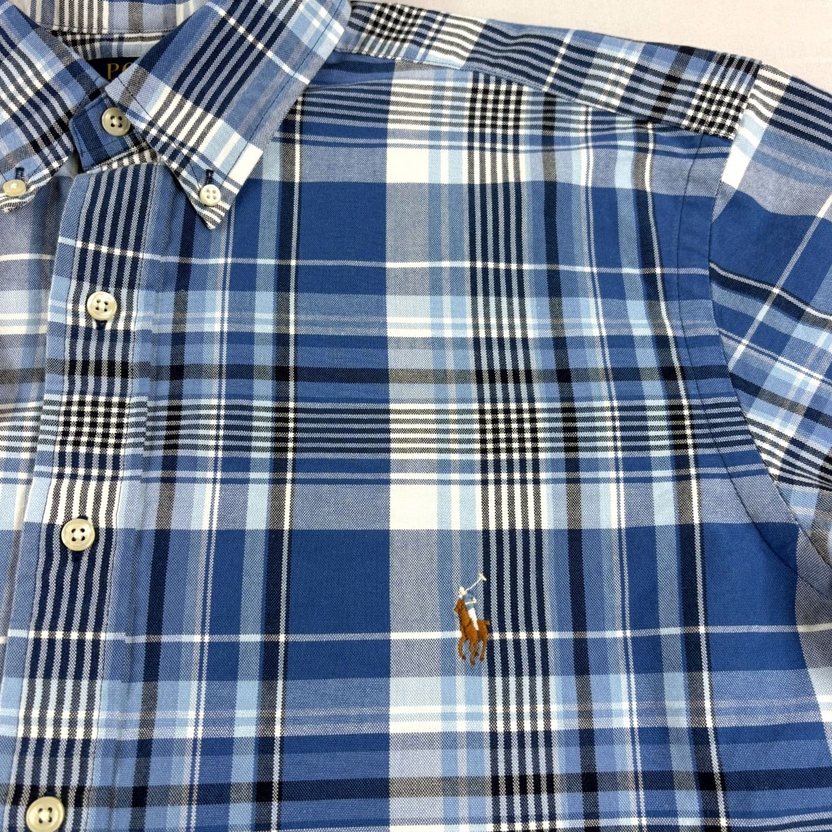 Polo Ralph Lauren Polo Ralph Lauren Shirt Mens LT Large Tall Blue Plaid Classic Fit Flesh Pony Size US L / EU 52-54 / 3 - 3 Thumbnail