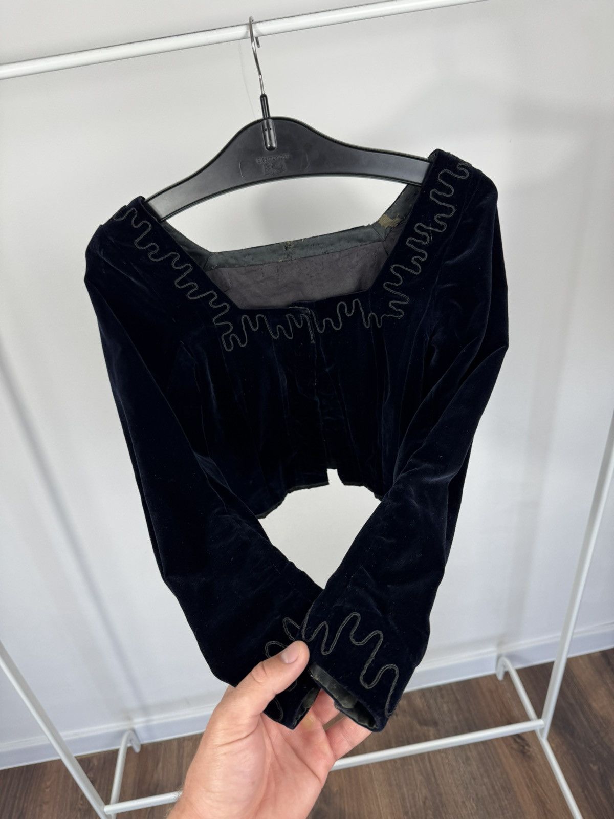 Other Antique Vintage Victorian Black Velvet Corset Blouse Top Size XS / US 0-2 / IT 36-38 - 6 Thumbnail