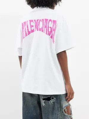 Balenciaga o1y0625 Logo Crewneck T-Shirt in White Size XS / US 0-2 / IT 36-38 - 4 Thumbnail