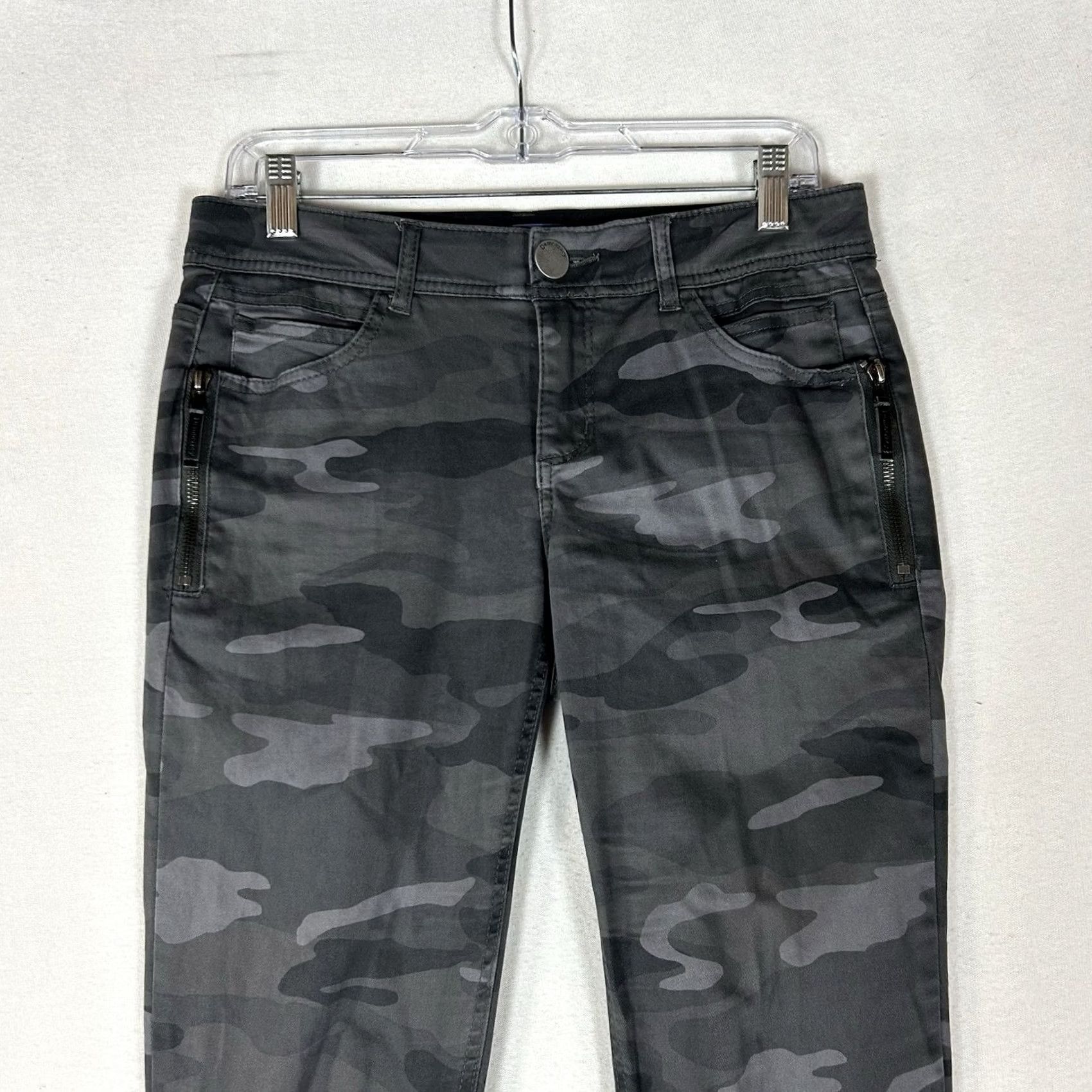 Vintage Democracy Jeans Women's 4 Gray Camo Skinny Pants Stretch Casual Zip Front Pockets Size 27" / US 4 / IT 40 - 2 Thumbnail