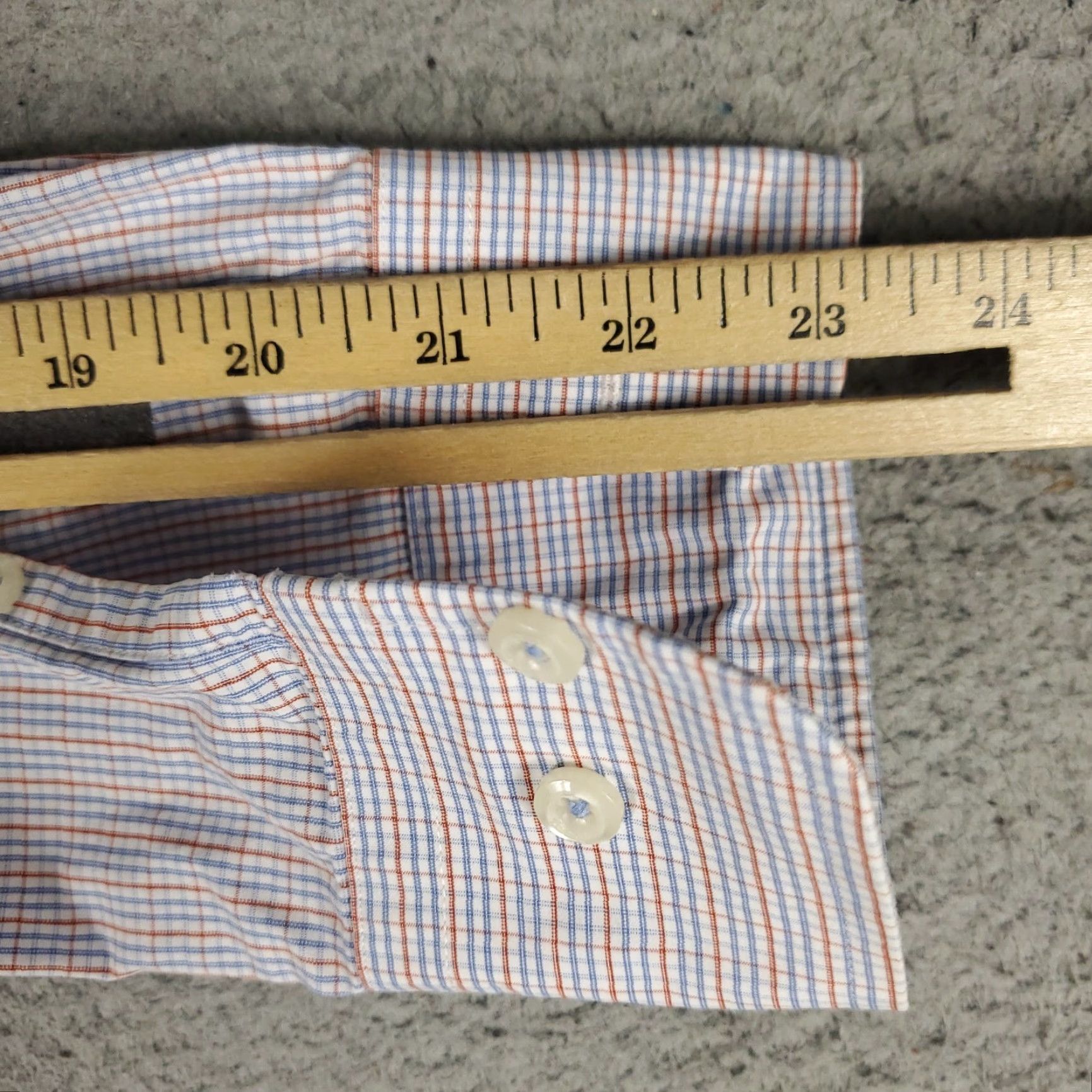 David Donahue David Donahue Shirt Mens 16.5 Blue Plaid Trim Fit Dress Button Up Long Sleeve Size 46R - 6 Thumbnail