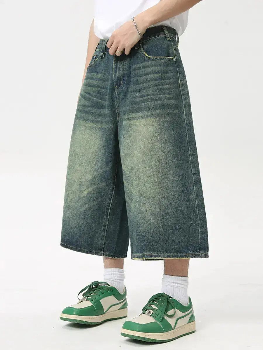 Japanese Brand Retro wide leg straight leg denim shorts Size US 32 / EU 48 - 1 Thumbnail