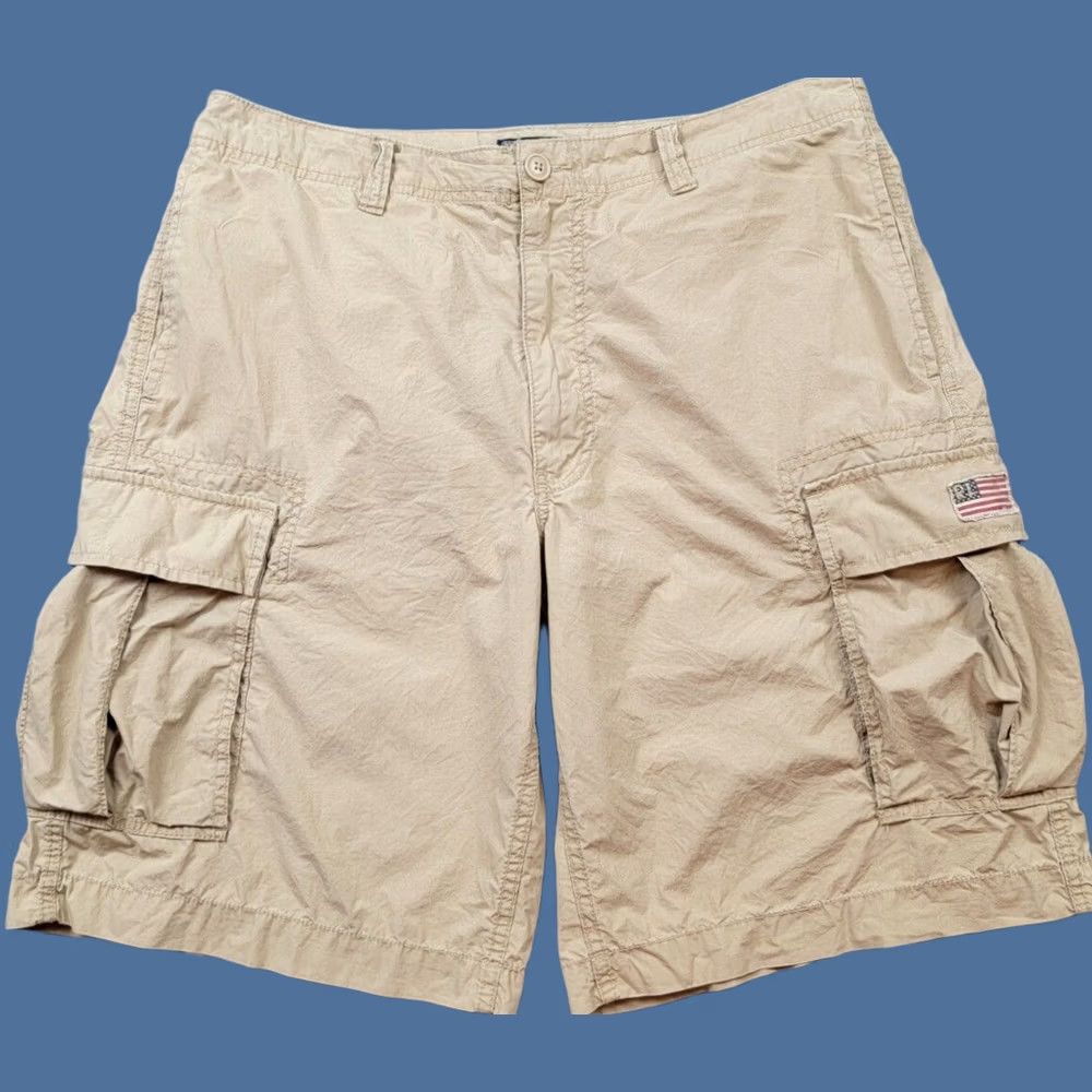 Vintage Polo Jeans Company Shorts Cargo Polo Jeans Company Shorts Mens 36 Brown Cargo RL American Flag 90s Army Casual Mens Size US M / EU 48-50 / 2 - 1 Thumbnail