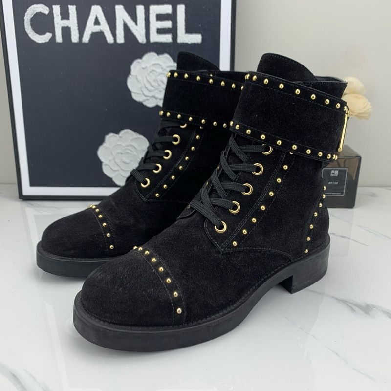 Louis Vuitton Louis Vuitton Black Velvet Studded Martin Boots 0079 Size US 6 / IT 36 - 1 Thumbnail