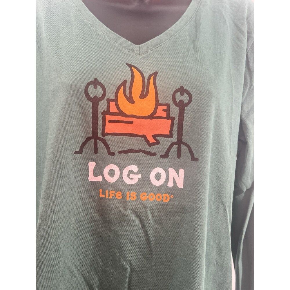 Life is Good Life is Good Womens Log On Crusher Tee Size L Spruce Green Size L / US 10 / IT 46 - 3 Thumbnail