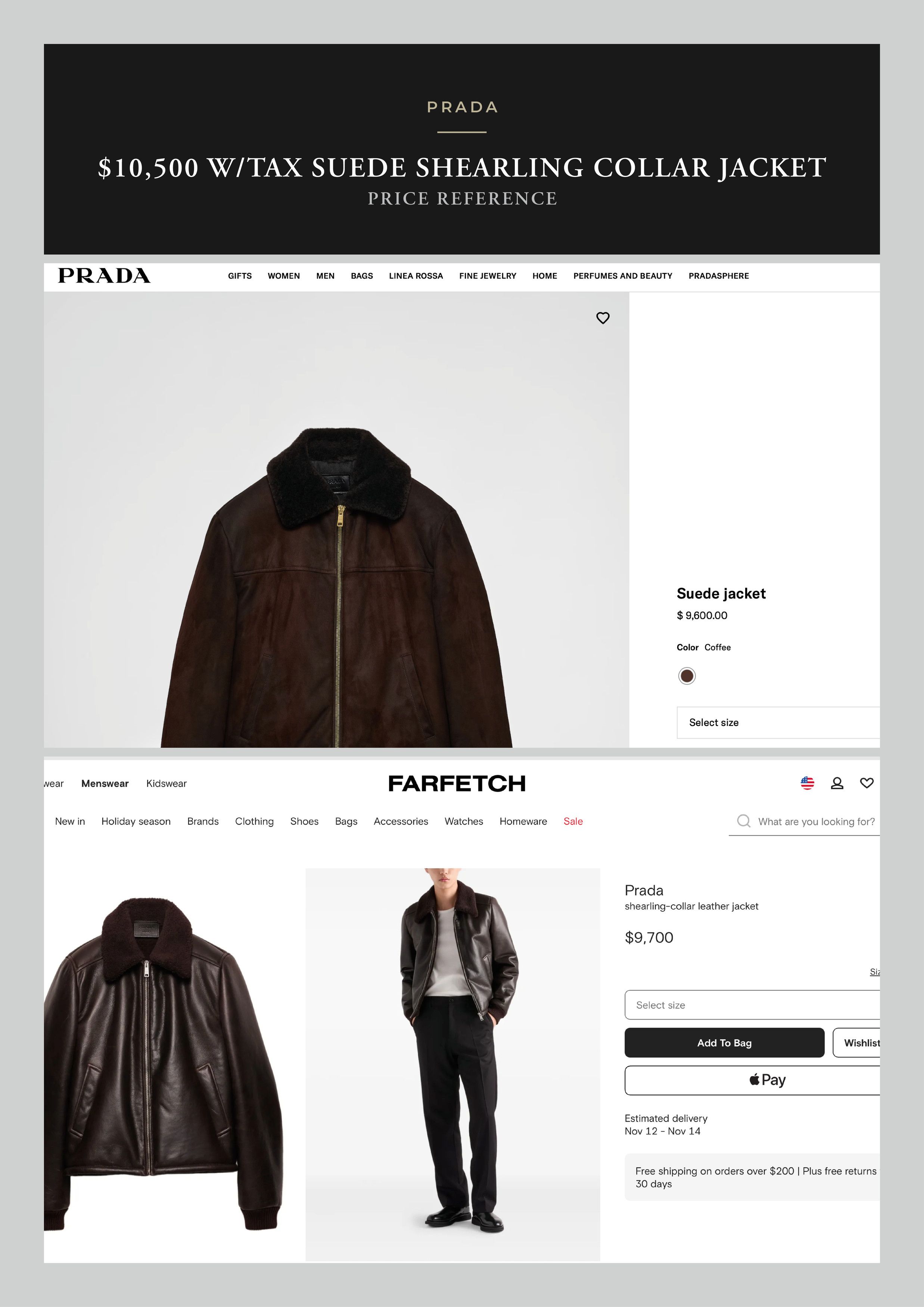 Prada Ultimate Rare $10,500 w/tax Shearling Collar Burnished Suede Size US L / EU 52-54 / 3 - 4 Thumbnail