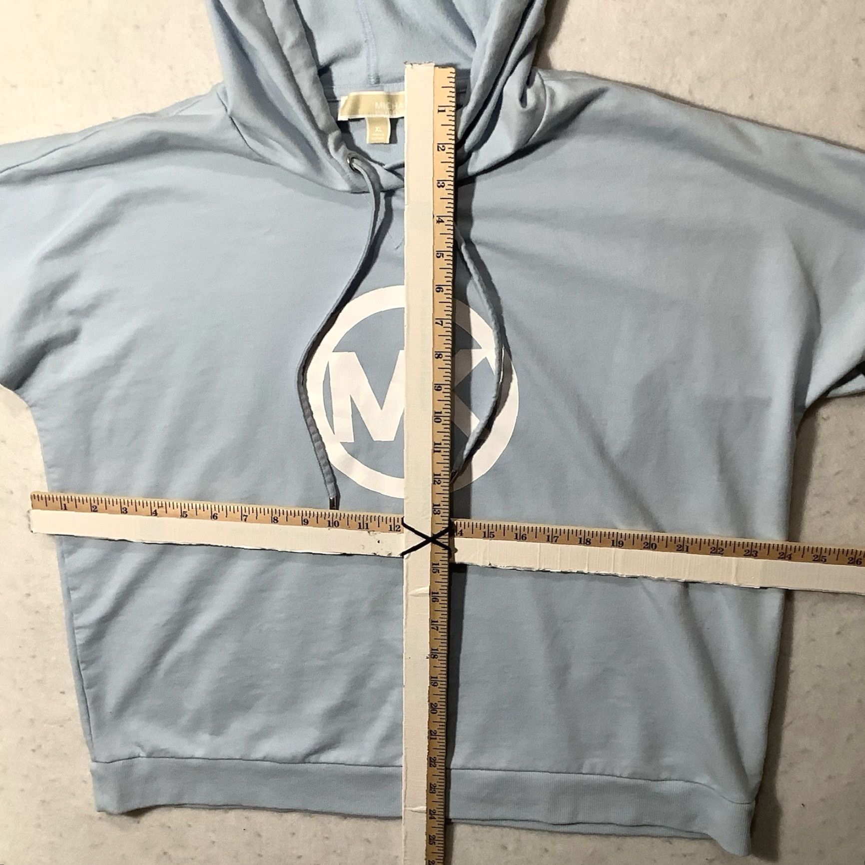 Michael Kors Michael Kors Womens XL Blue Graphic Hooded Pullover Shirt Top Short Sleeve Sweatshirt Shirt Size XL / US 12-14 / IT 48-50 - 8 Thumbnail