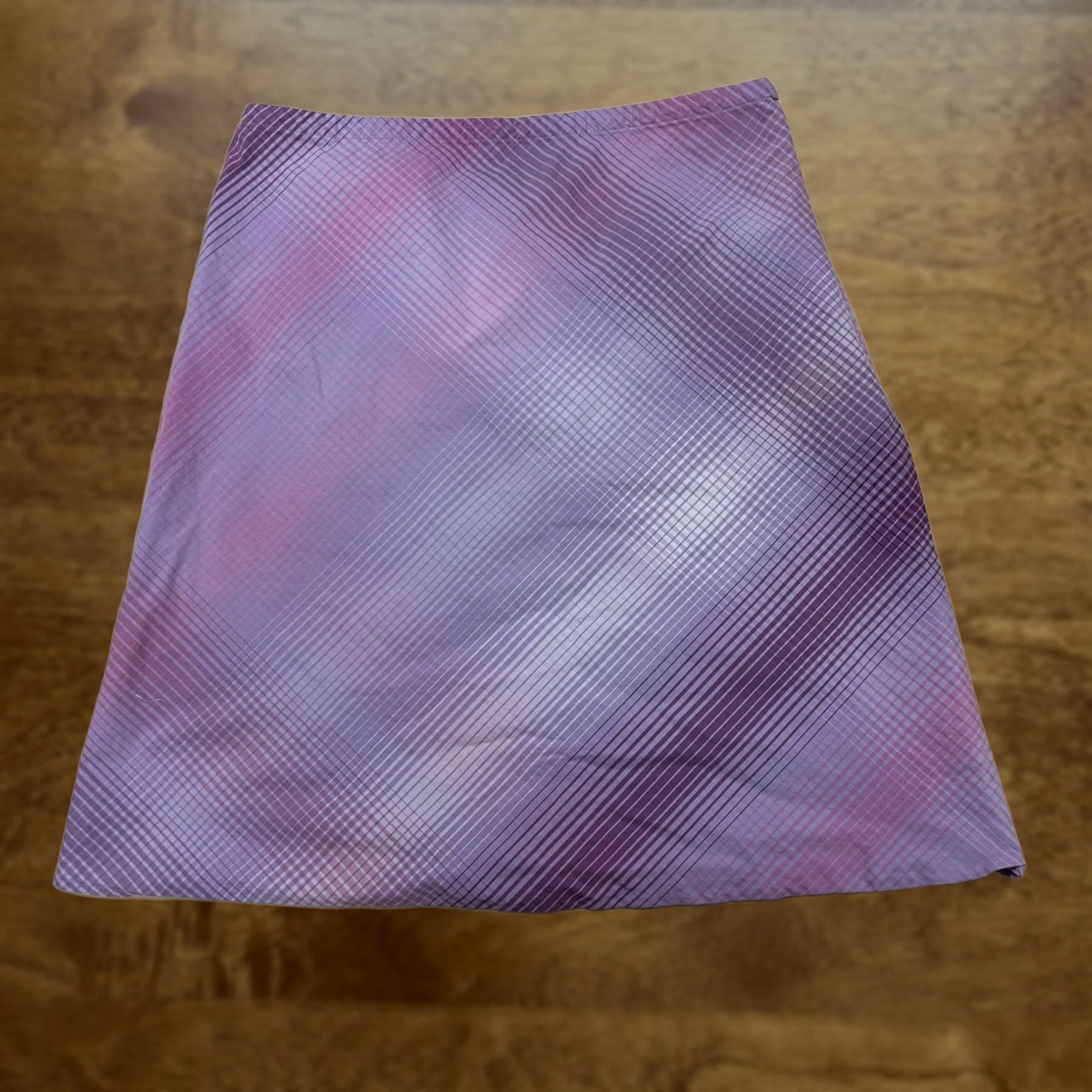 Mossimo Mossimo Skirt Womens 14 Purple Plaid Satin A-Line Knee Length Stretch Casual Size 36" / US 14 / IT 50 - 1 Thumbnail