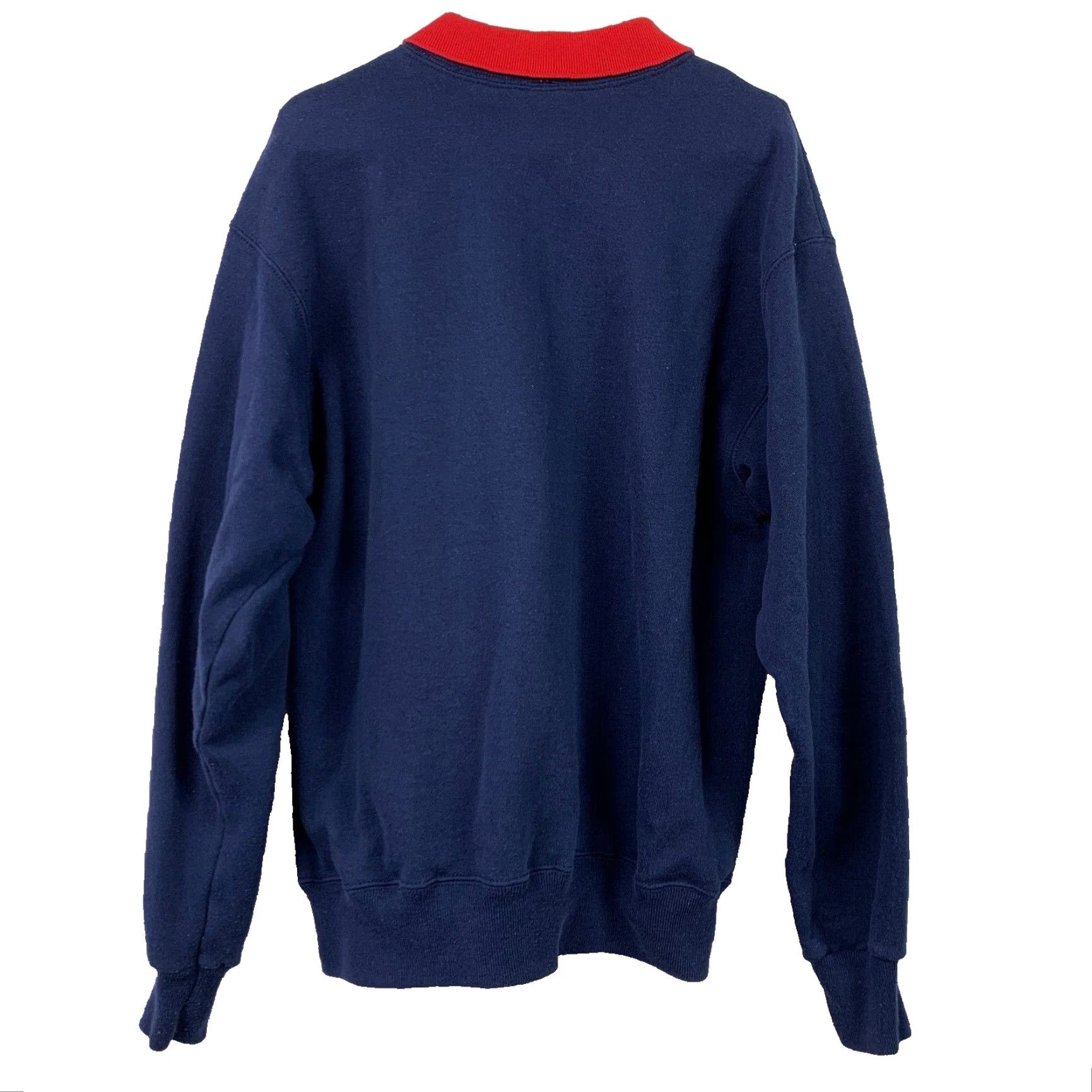 Vintage VINTAGE ChampKnit Snow Covered Tree Houses Cardinal Turtleneck Sweatshirt Grandma Medium Blue Cotton Blend 1990s Mens Size M / US 6-8 / IT 42-44 - 3 Thumbnail