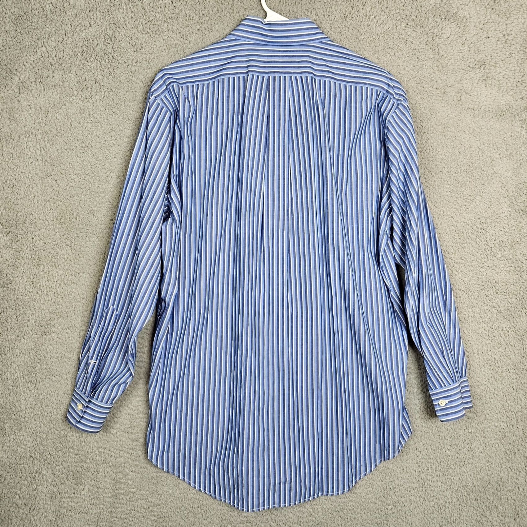 Ralph Lauren Ralph Lauren Men’s Button-Up Shirt 15 Blue 100% Cotton Long Sleeve Regular Fit Collared Stripe Vintage No N/A Sized Mens XS-XL Not Applicable Size US M / EU 48-50 / 2 - 2 Thumbnail