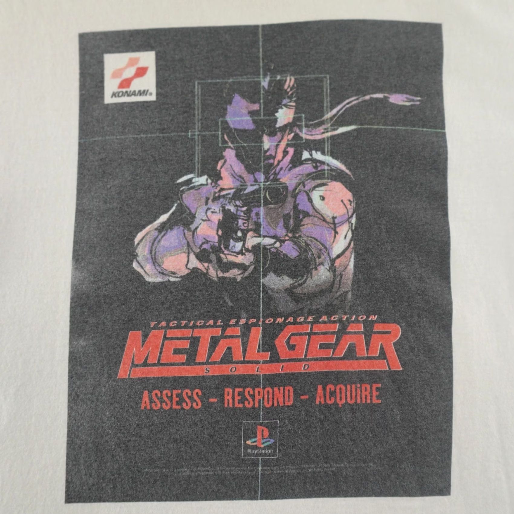 Vintage VINTAGE Power Pro Oneita Nike? Metal Gear Solid Mens XL T-Shirt White 23X28 1998 Shirts Mens XL White Metal Game Shirt Size US XL / EU 56 / 4 - 4 Thumbnail