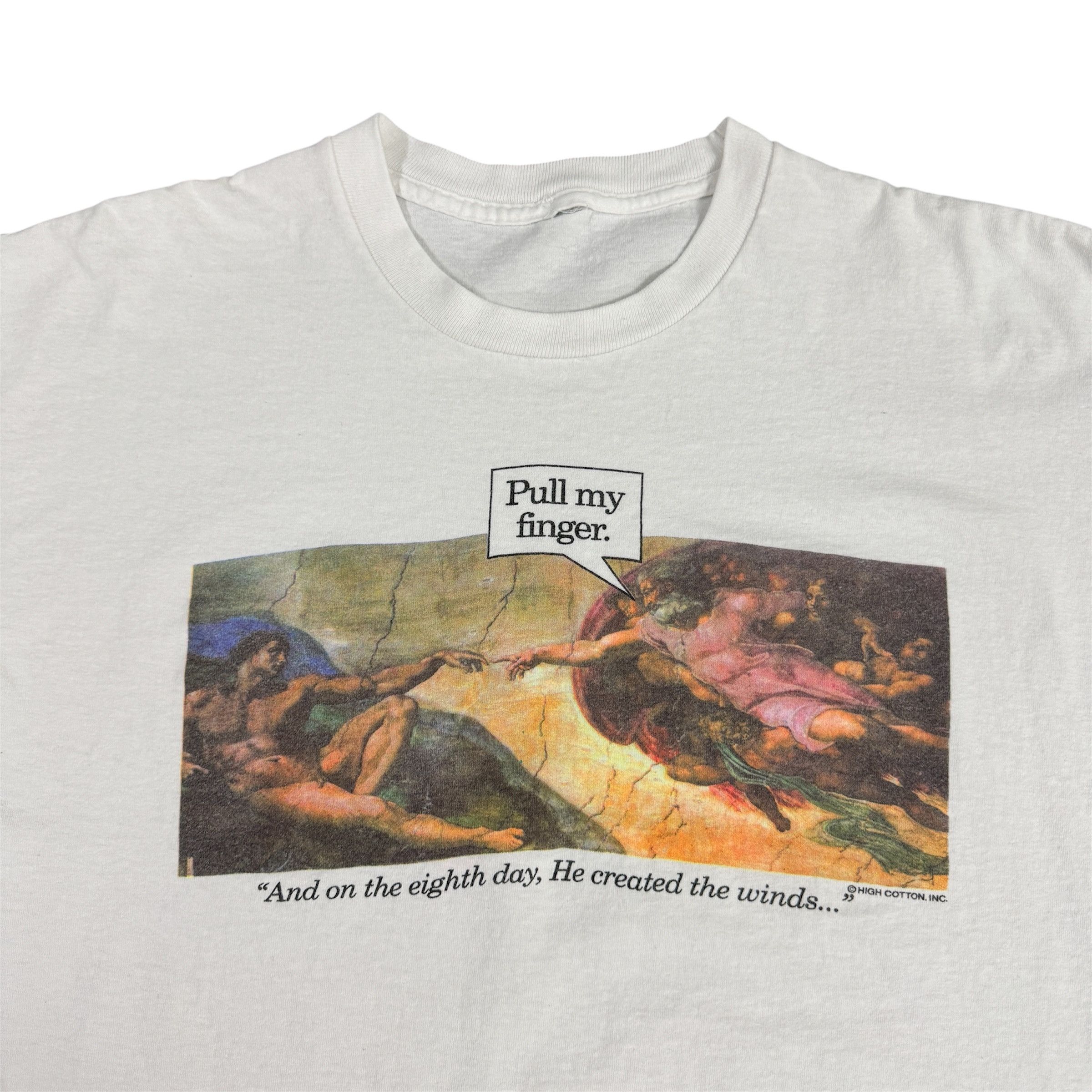 Vintage Vintage 90s Pull My Finger Michelangelo Art Parody Shirt Size US XL / EU 56 / 4 - 5 Thumbnail