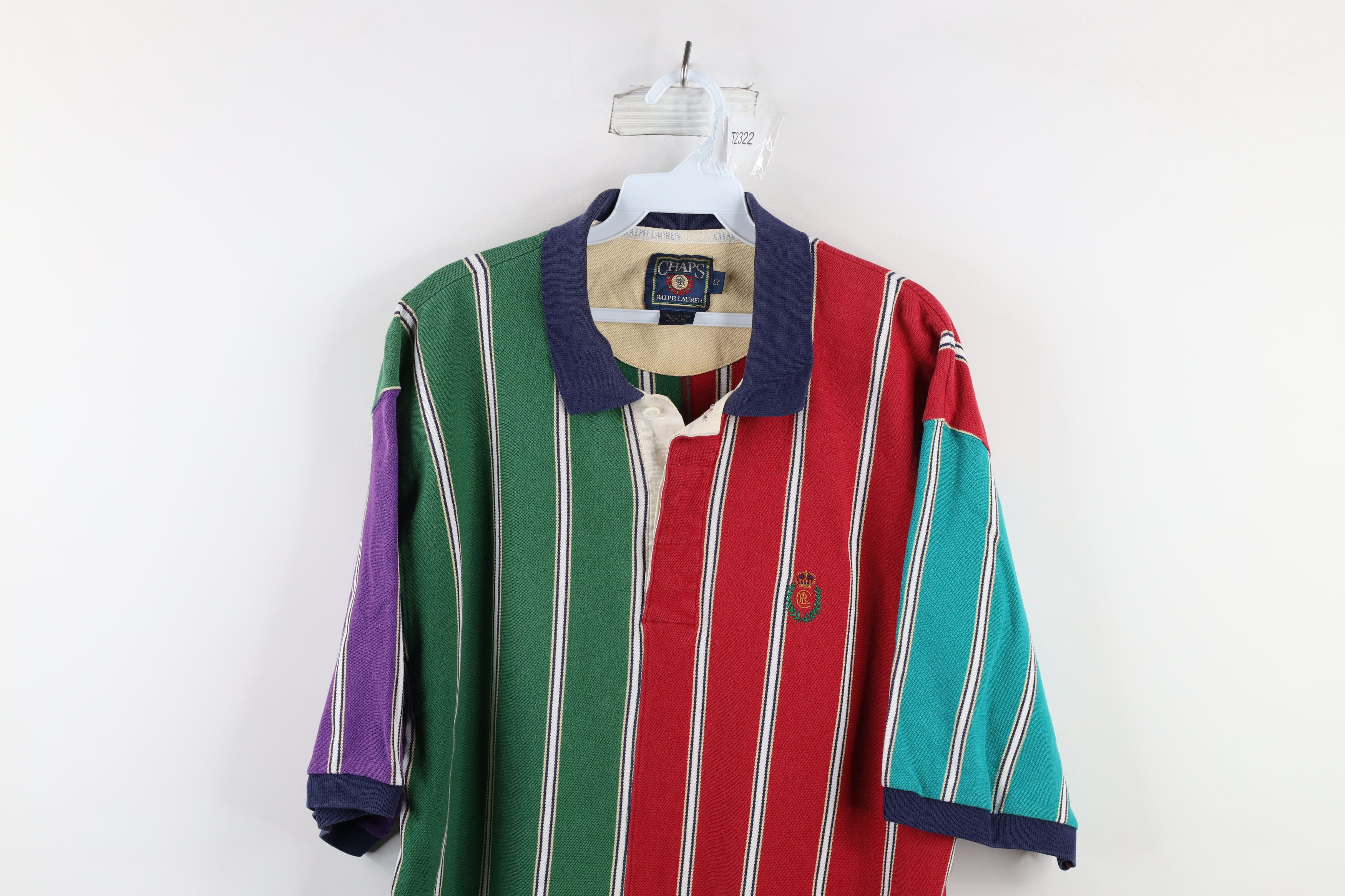 Ralph Lauren Vintage 90s Chaps Ralph Lauren Rainbow Striped Rugby Polo Size US L / EU 52-54 / 3 - 2 Thumbnail