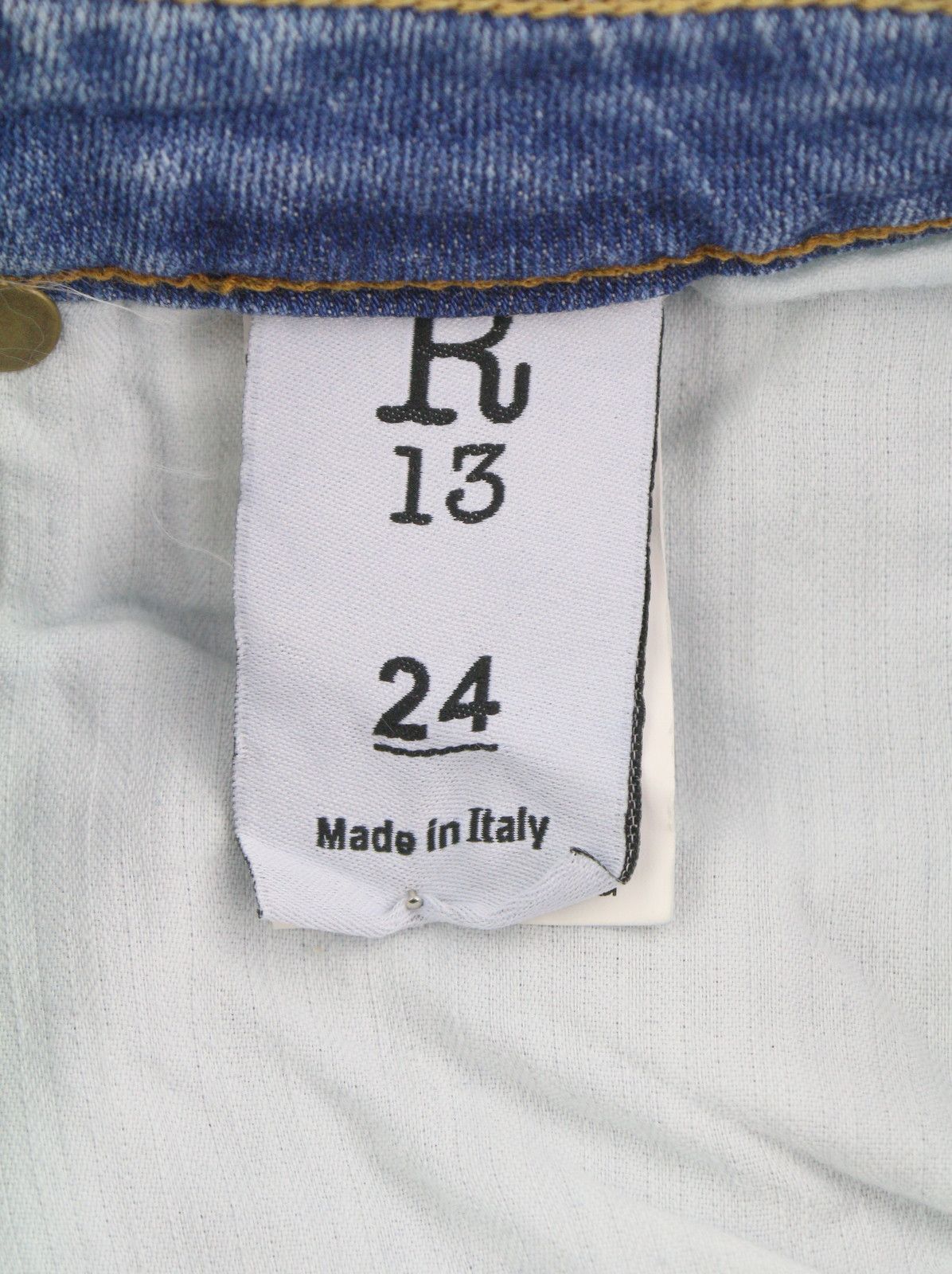 R13 ALISON CROP 24 Light Destroyed Faded Patches Distress 86480 Size 24" / US 00 / IT 34 - 7 Thumbnail