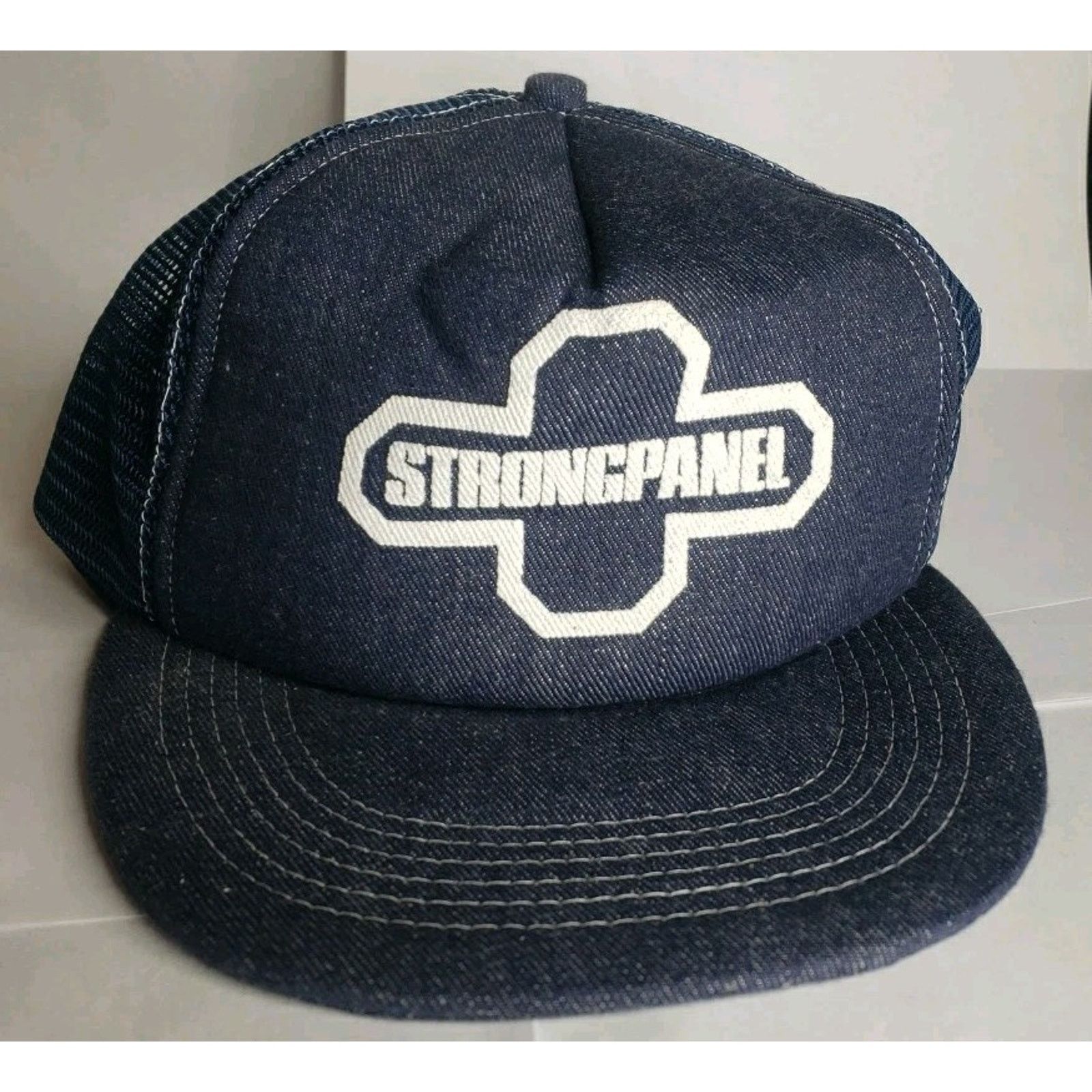 Other 80s 90s Strongpanel Trucker Hat Farm Ranch Build Denim Like Size ONE SIZE - 1 Thumbnail