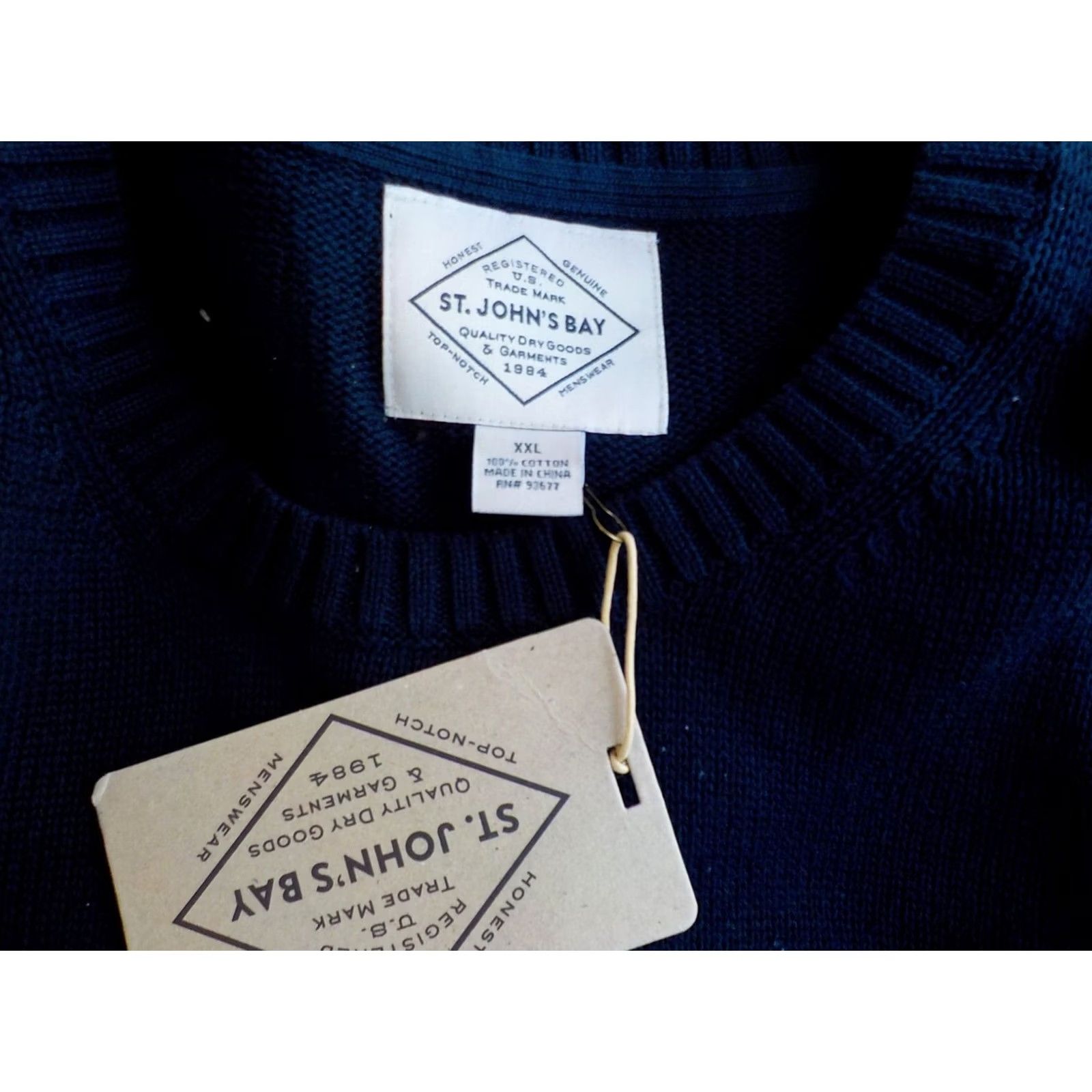 Vintage St. John's Bay Mens CrewNeck Pullover Sweater Blue 100% Cotton XXL NWT Size US XXL / EU 58 / 5 - 4 Thumbnail