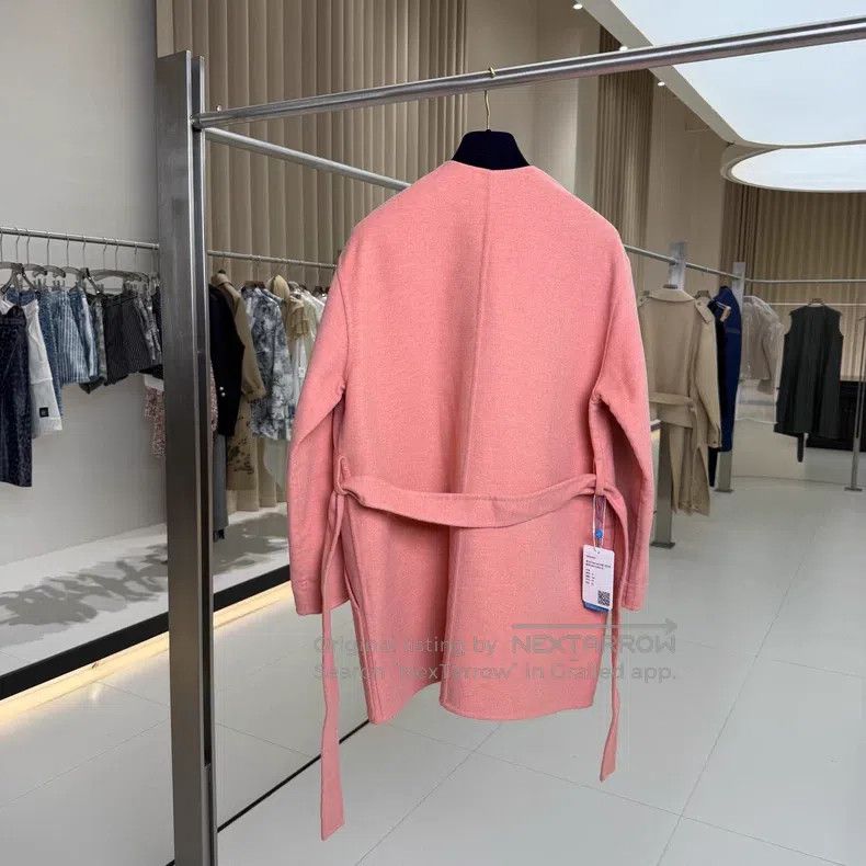 Hermes Hermes Pink Leather Cashmere Mid-Length Coat Size XXS / US 00 / IT 34 - 2 Thumbnail