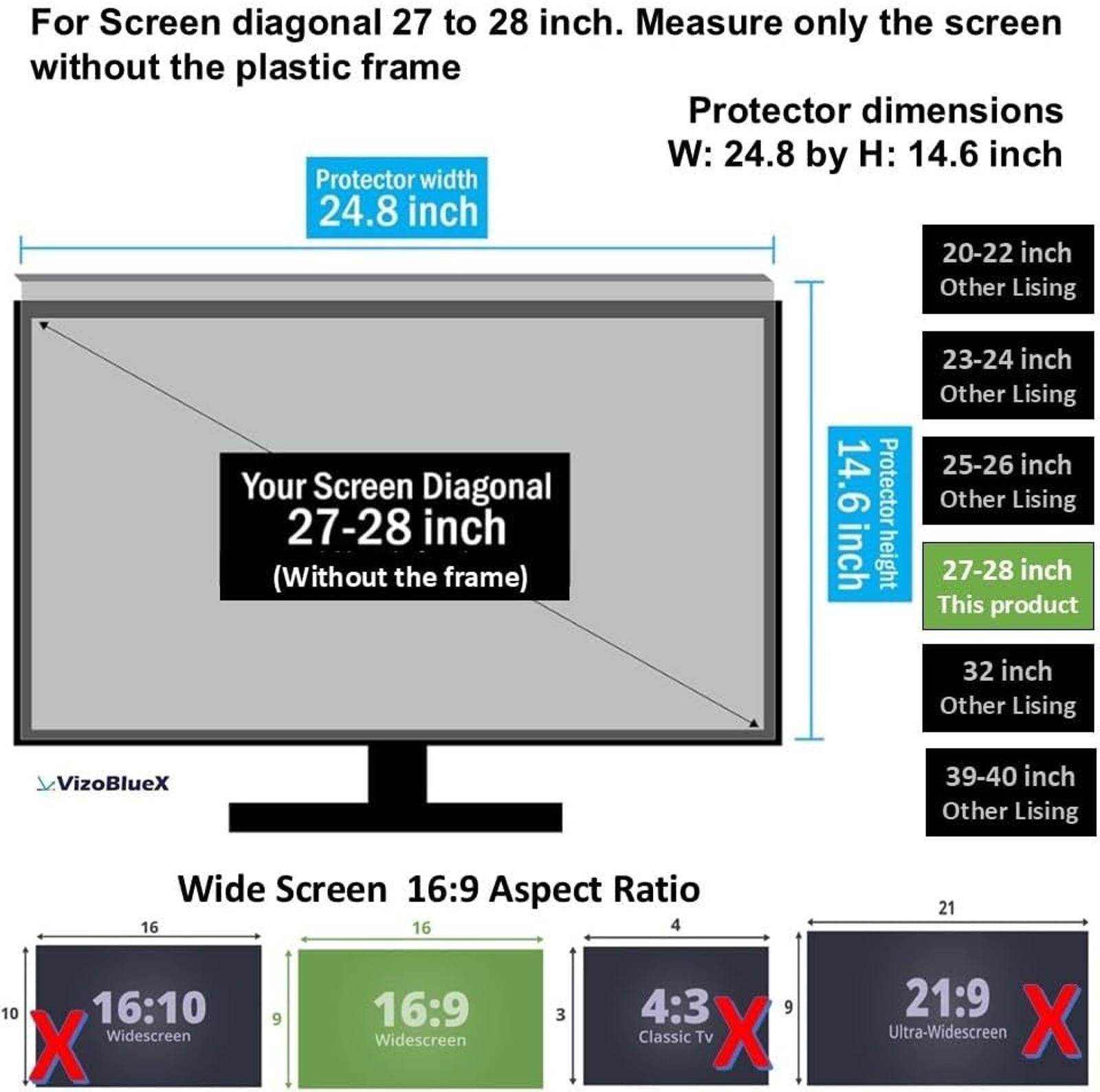 The Unbranded Brand 27-28 in Anti-Blue Light Monitor Filter Screen Protector Size ONE SIZE - 5 Thumbnail