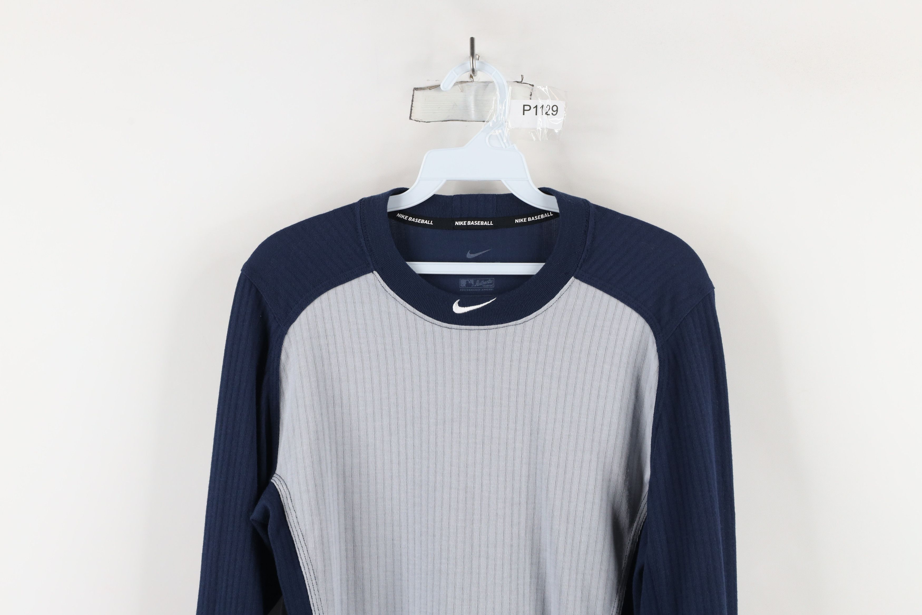 Nike × Vintage Vintage Nike Baseball Swoosh Ribbed Long Sleeve T-Shirt Size US M / EU 48-50 / 2 - 2 Thumbnail