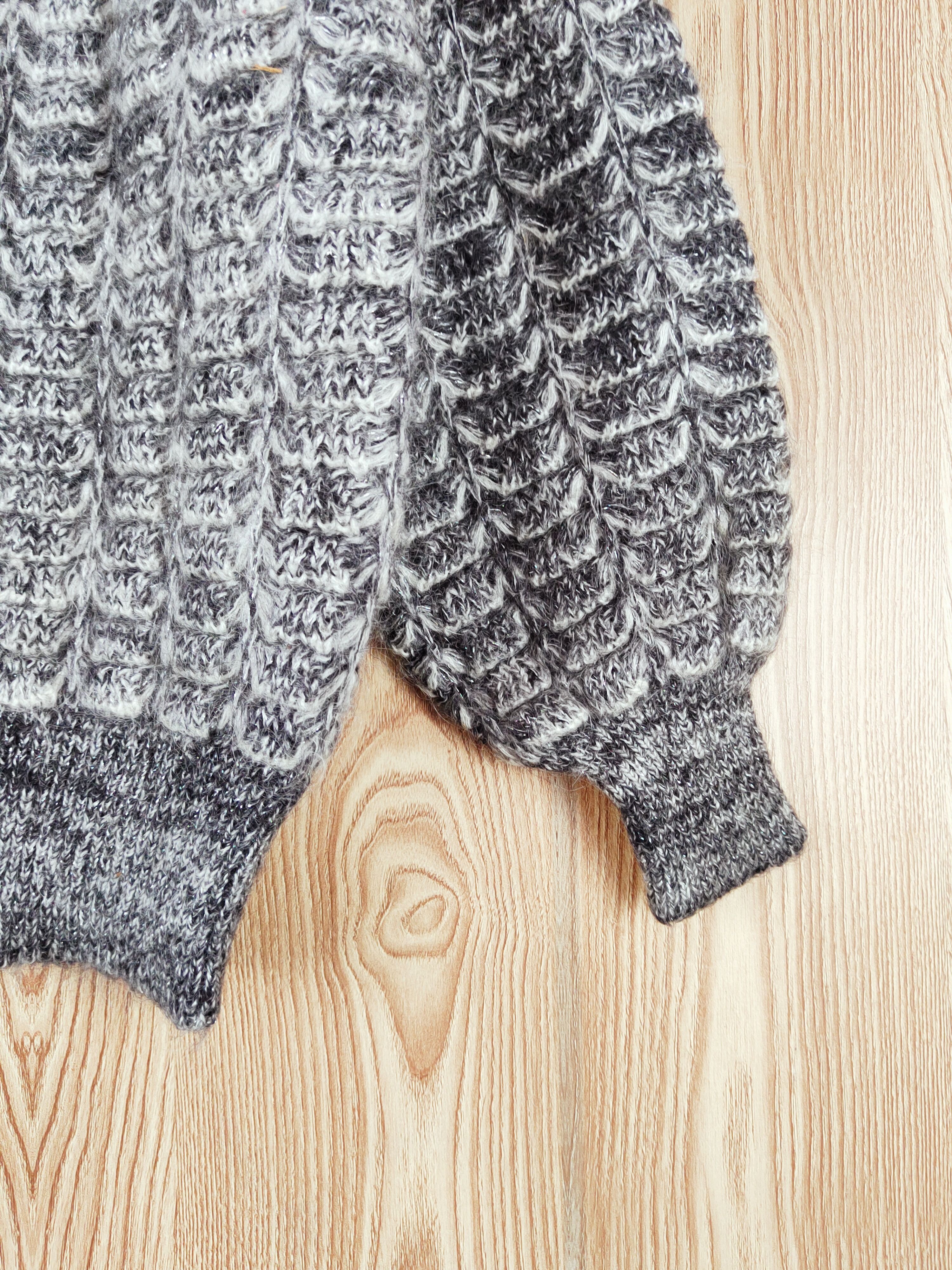 Japanese Brand Love Modocc Black White Knitwear Cardigan #W747 Size M / US 6-8 / IT 42-44 - 6 Thumbnail