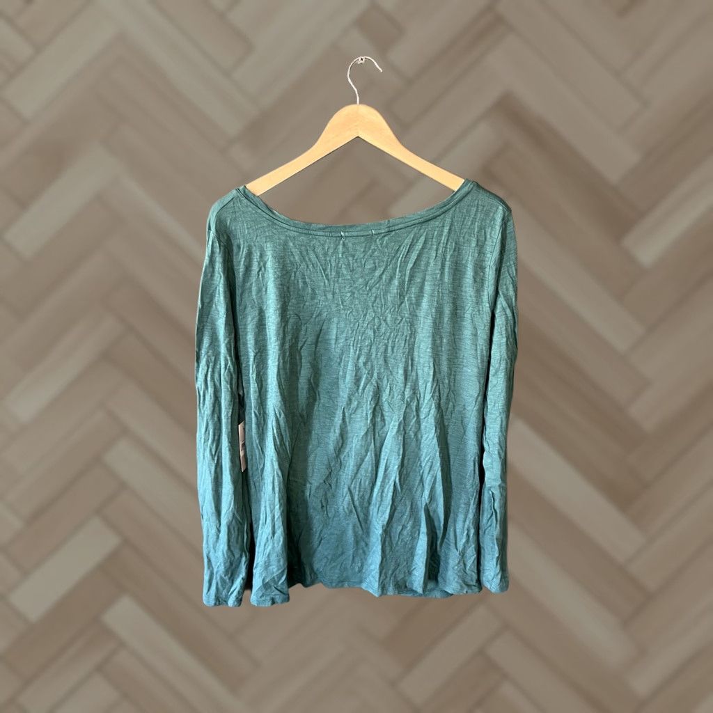 Vintage BP Womens Green Long Sleeve Shirt Round Neck 2XL NWT Blouse Size XXL / US 16-18 / IT 52-54 - 1 Thumbnail