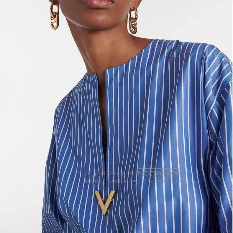 Valentino Valentino Blue striped dropped shoulder long-sleeved shirt Size S / US 4 / IT 40 - 8 Thumbnail
