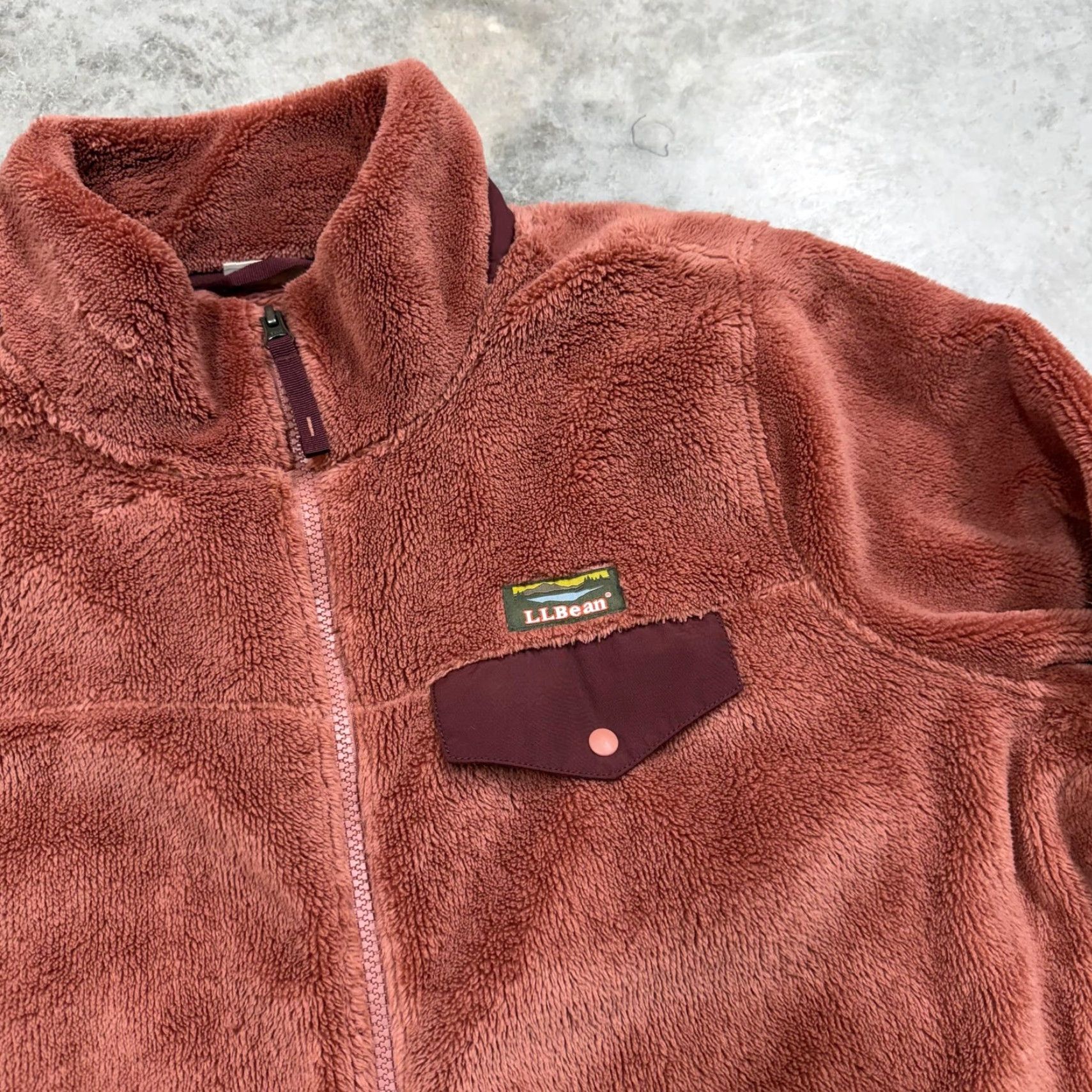 Vintage L.L. Bean Fleece Jacket Womens 1X Pink Full Zip Soft Plush Collared Pockets Size XL / US 12-14 / IT 48-50 - 3 Thumbnail