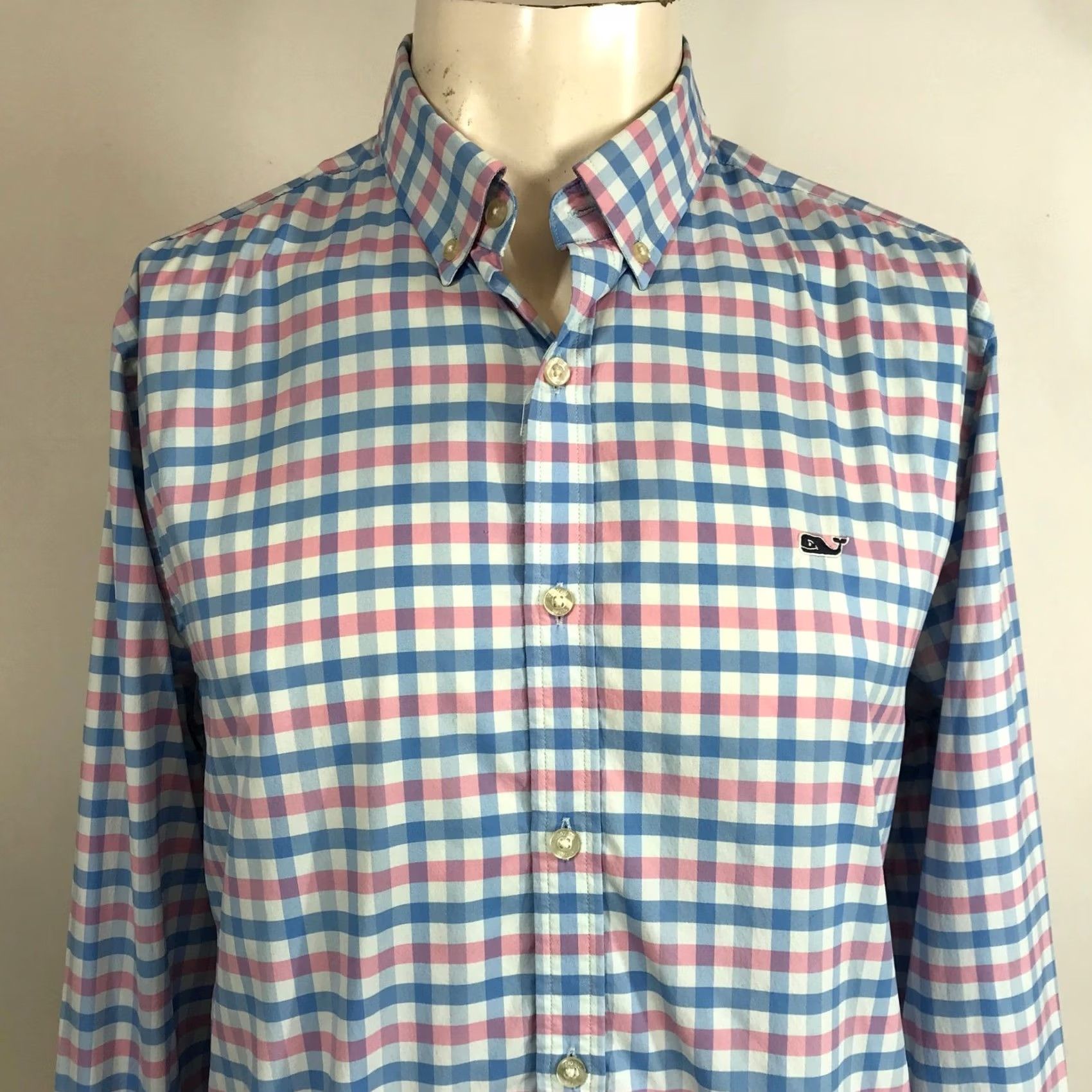 Vineyard Vines Vineyard Vines Slim Fit Whale Shirt Men's M Gingham Check Button Down Blue Size US M / EU 48-50 / 2 - 2 Thumbnail