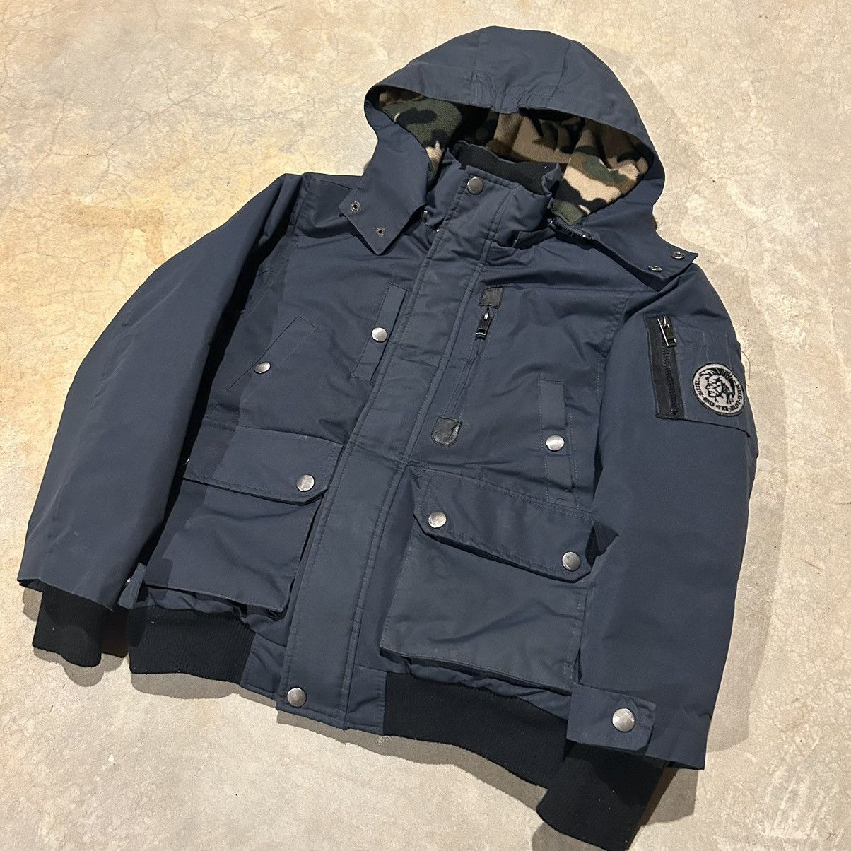 Diesel Diesel Fleece Lined Hooded Cargo Bomber Jacket Rare Designer Size US S / EU 44-46 / 1 - 2 Thumbnail